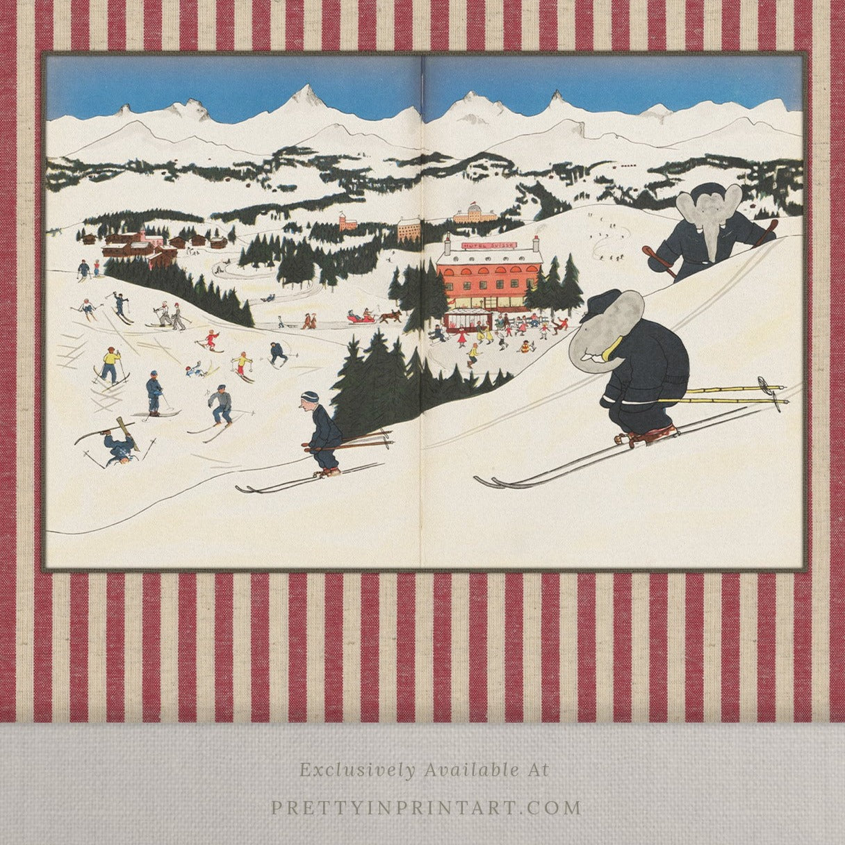 Babar Nursery Art - Babar the Elephant nursery wall art print, Vintage Babar nursery decor for baby’s room, Classic Babar prints for children’s bedrooms