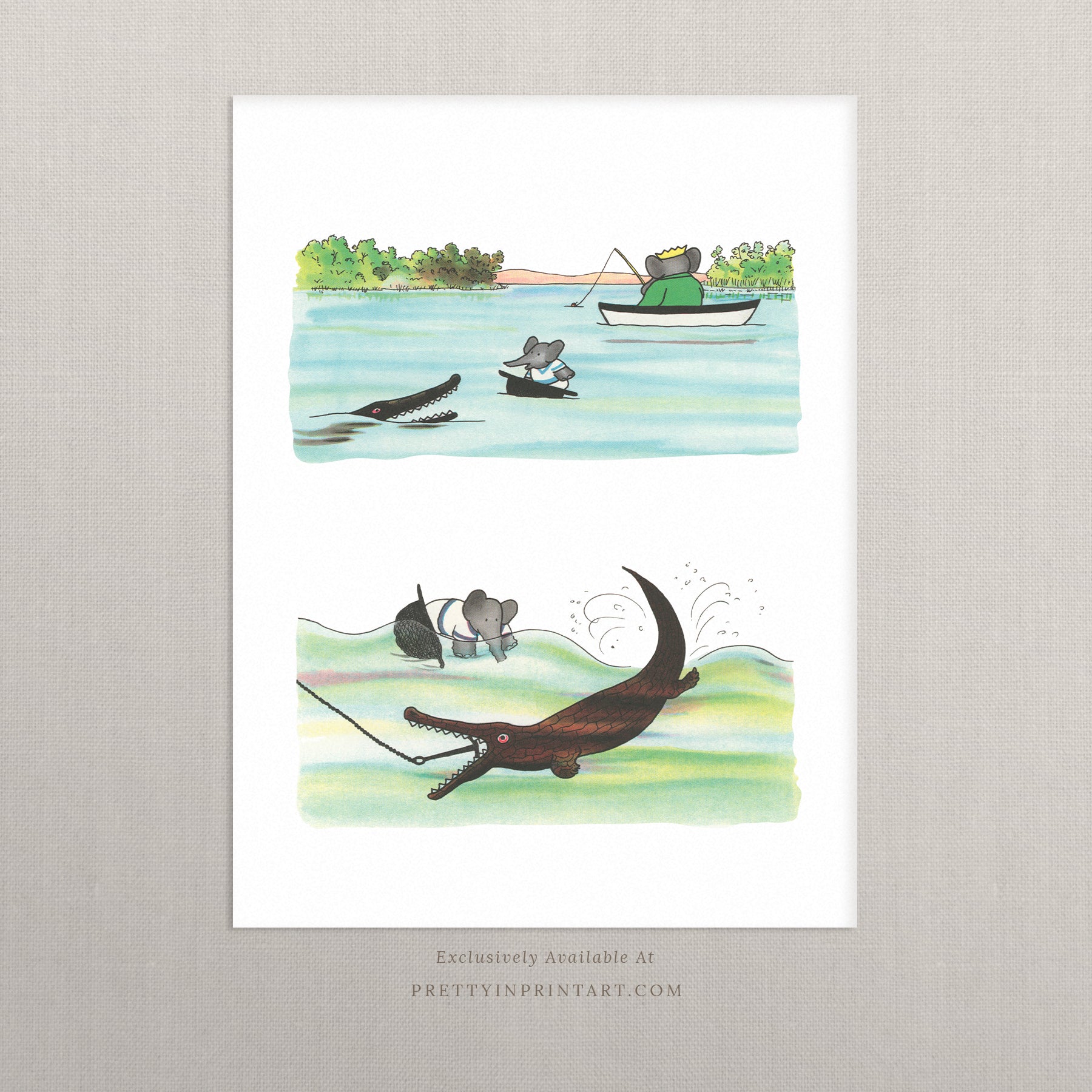 Babar Nursery Art - Babar the Elephant nursery wall art print, Vintage Babar nursery decor for baby’s room, Classic Babar prints for children’s bedrooms