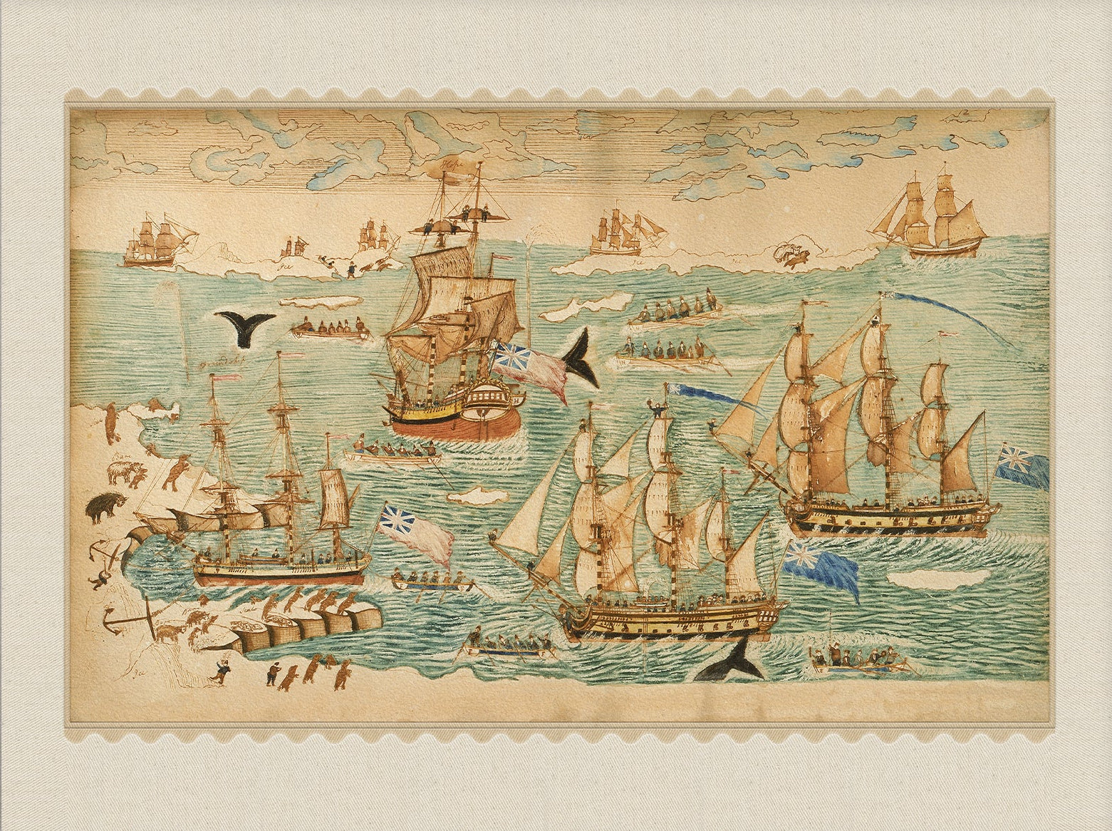 Vintage Ships at Sea Art | Unframed