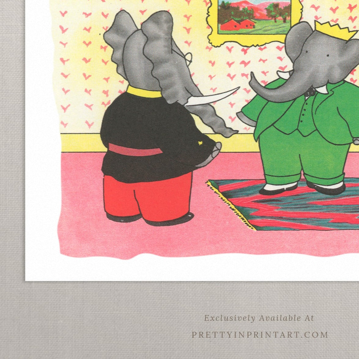 Babar Nursery Art - Babar the Elephant nursery wall art print, Vintage Babar nursery decor for baby’s room, Classic Babar prints for children’s bedrooms