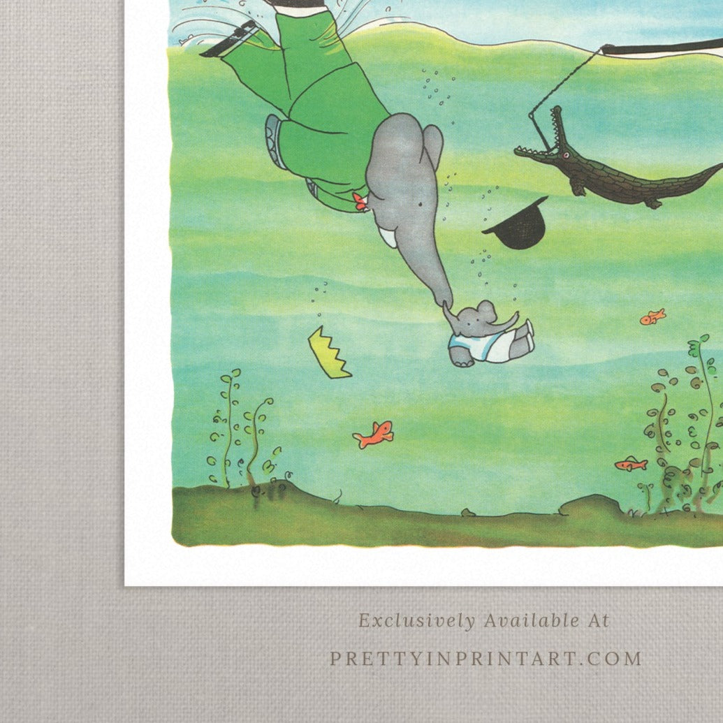 Babar Nursery Art - Babar the Elephant nursery wall art print, Vintage Babar nursery decor for baby’s room, Classic Babar prints for children’s bedrooms