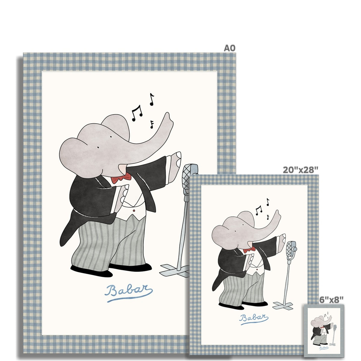 Babar Nursery Art - Babar the Elephant nursery wall art print, Vintage Babar nursery decor for baby’s room, Classic Babar prints for children’s bedrooms