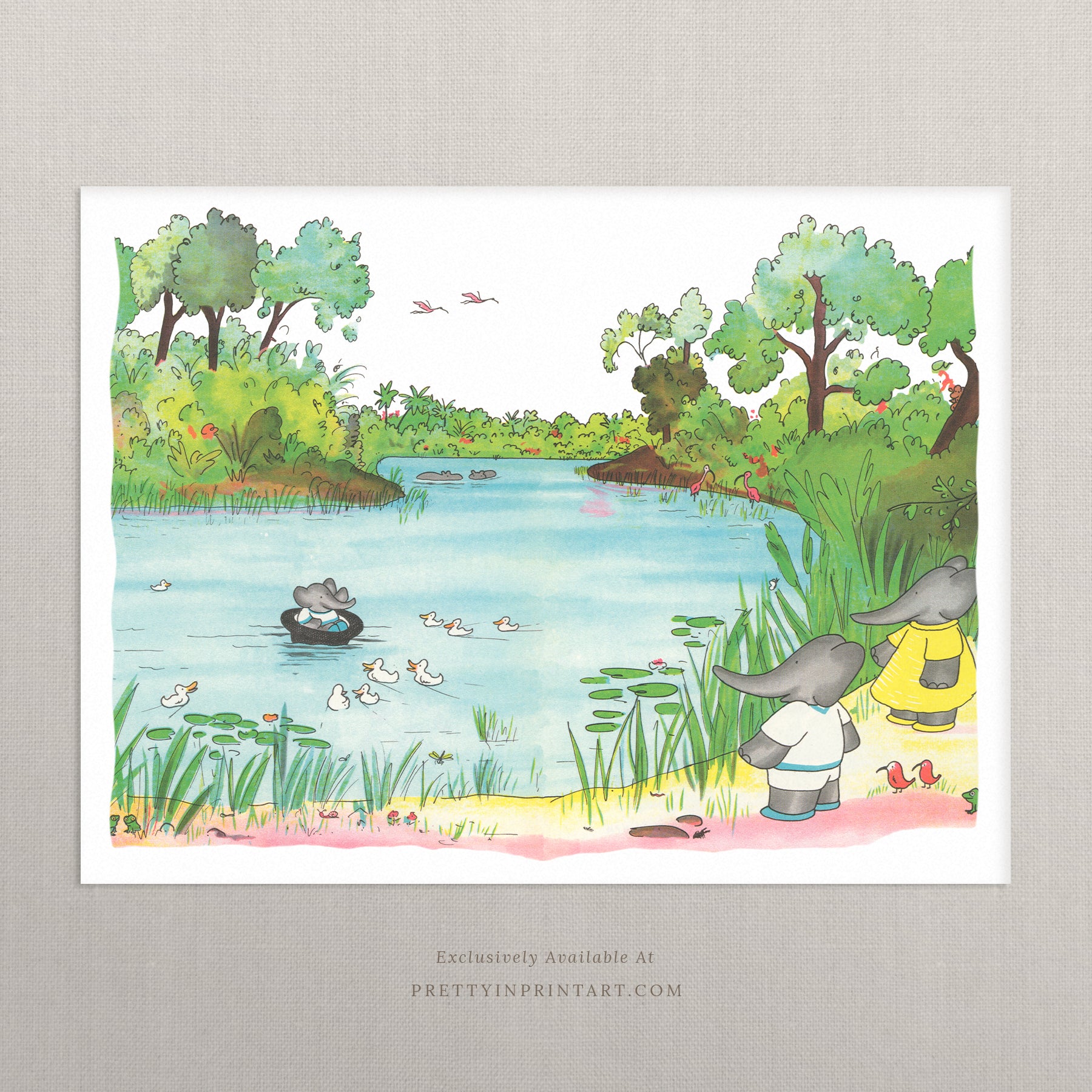 Babar Nursery Art - Babar the Elephant nursery wall art print, Vintage Babar nursery decor for baby’s room, Classic Babar prints for children’s bedrooms