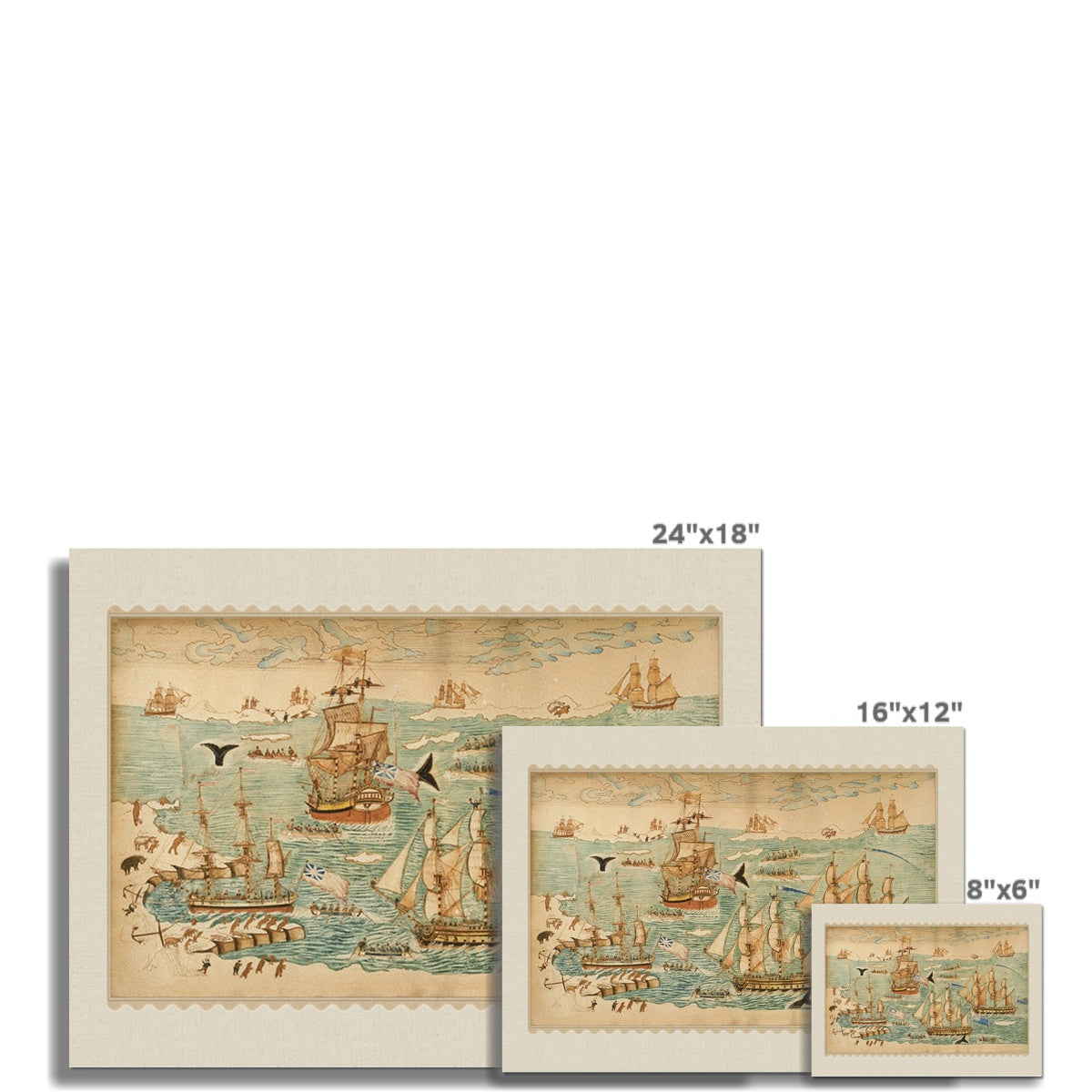 Vintage Ships at Sea Art | Unframed