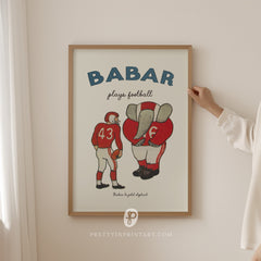 Babar Nursery Art Print - Football 2 | Framed Print