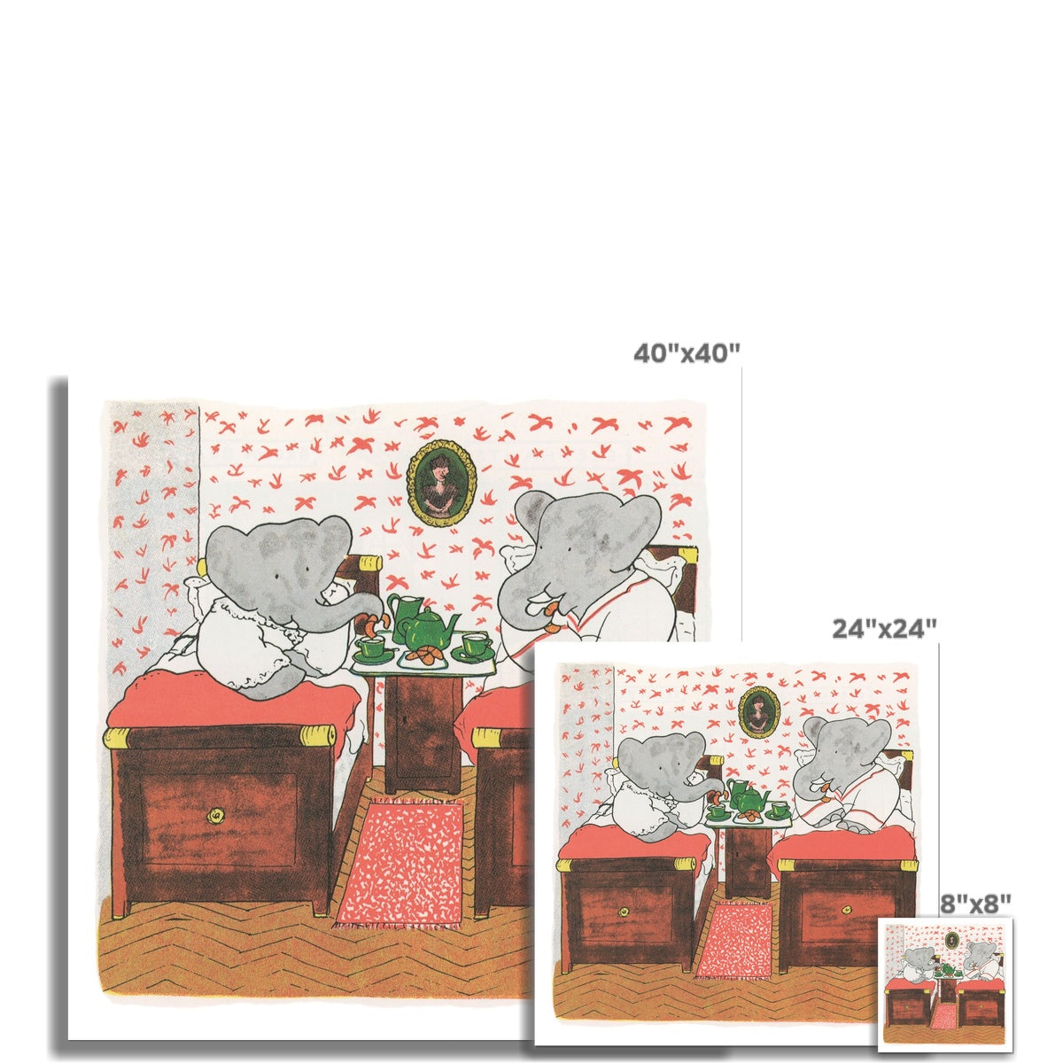 Babar Nursery Art - Babar the Elephant nursery wall art print, Vintage Babar nursery decor for baby’s room, Classic Babar prints for children’s bedrooms
