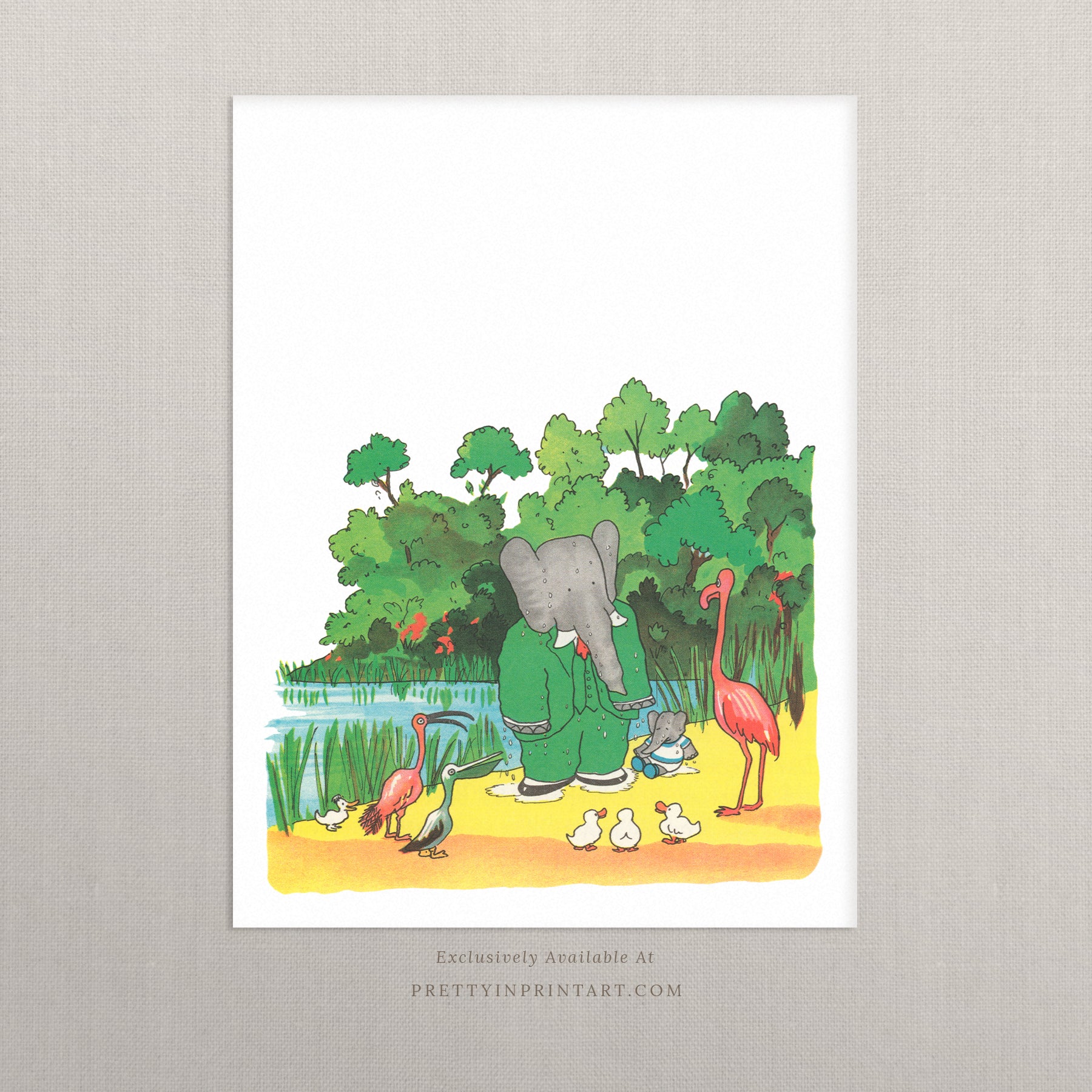 Babar Nursery Art - Babar the Elephant nursery wall art print, Vintage Babar nursery decor for baby’s room, Classic Babar prints for children’s bedrooms