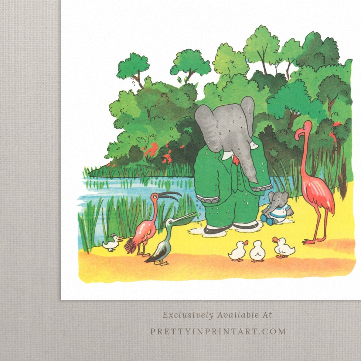Babar Nursery Art - Babar the Elephant nursery wall art print, Vintage Babar nursery decor for baby’s room, Classic Babar prints for children’s bedrooms