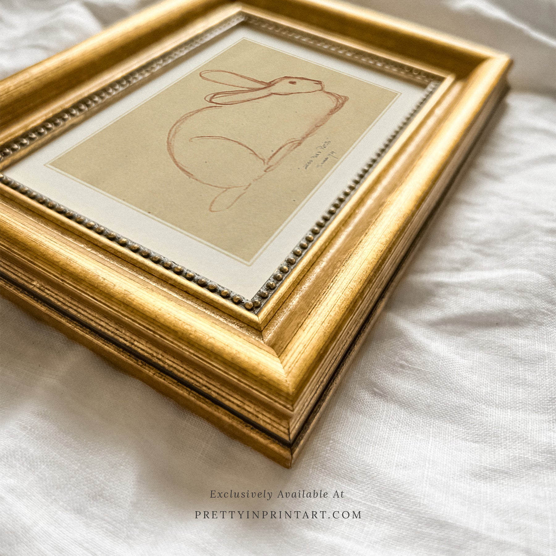 Bunny Rabbit Sketch, 00586 | Gold Frame