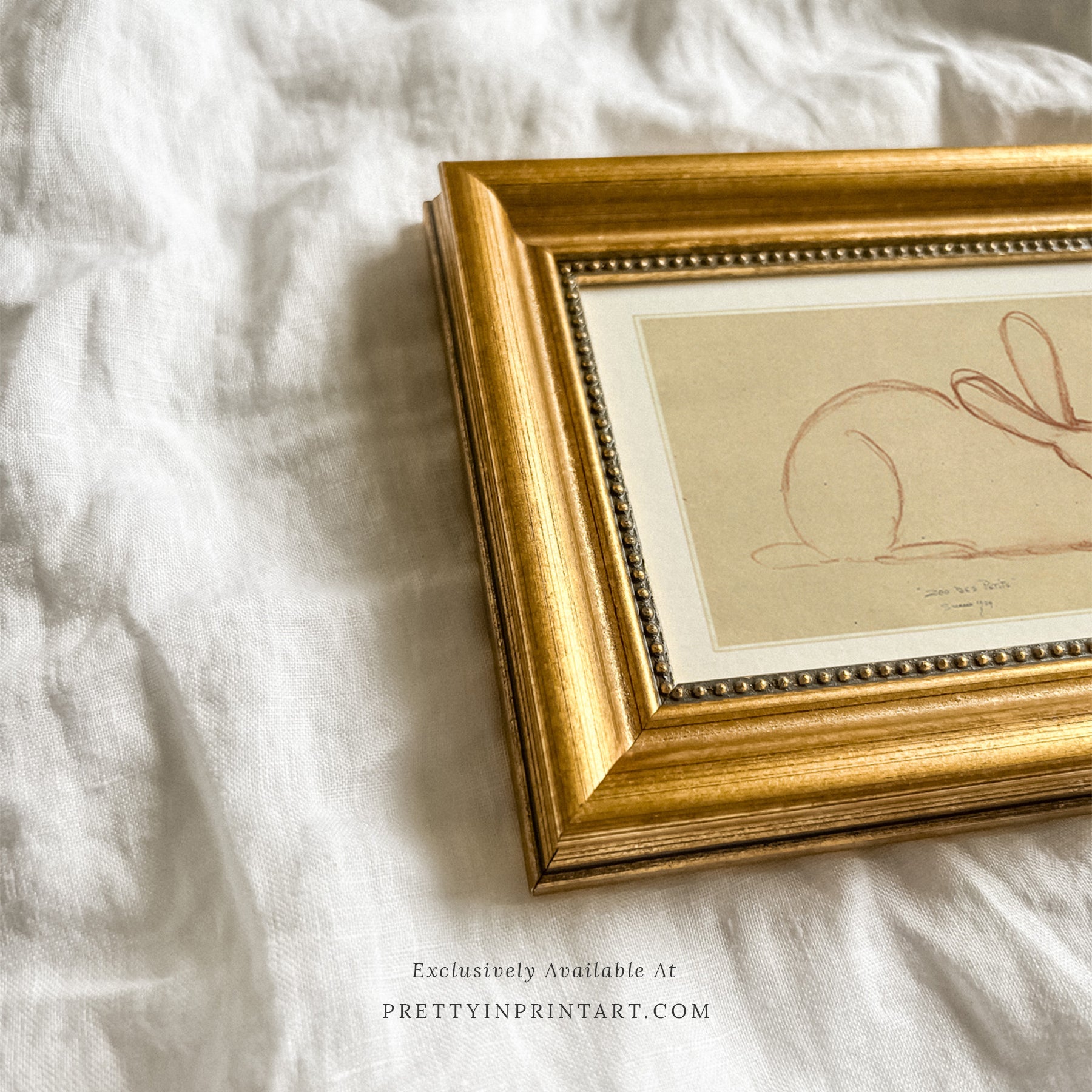 Bunny Rabbit Sketch, 00586 | Gold Frame