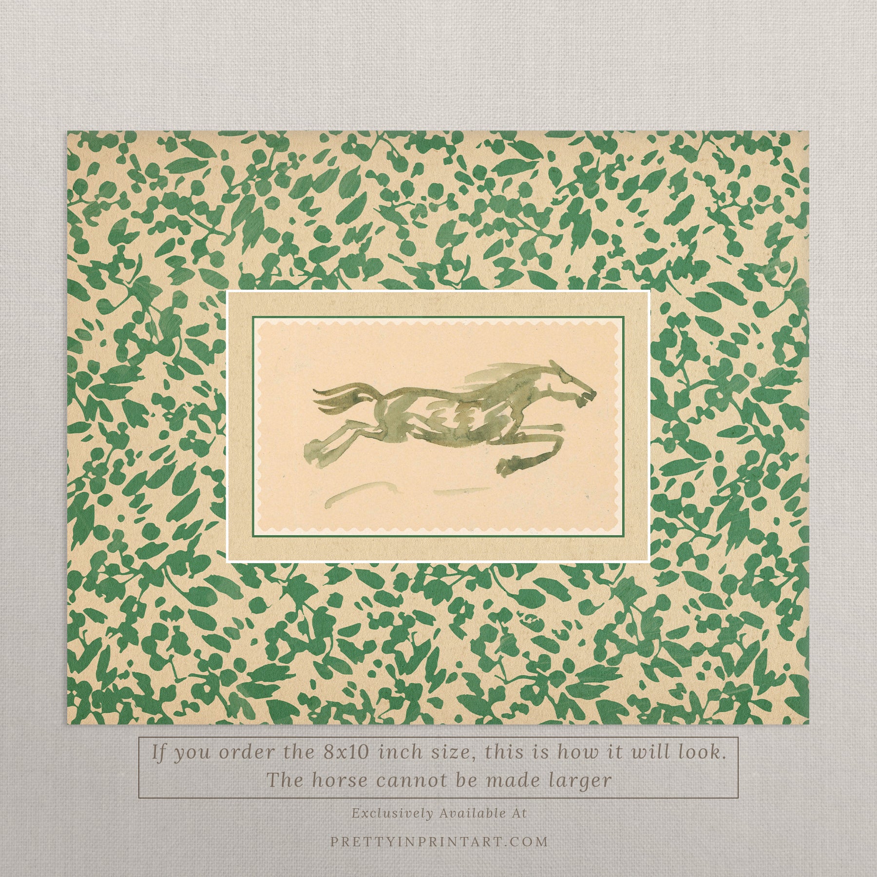 Horse Art, Light Green, 00635 |  Unframed
