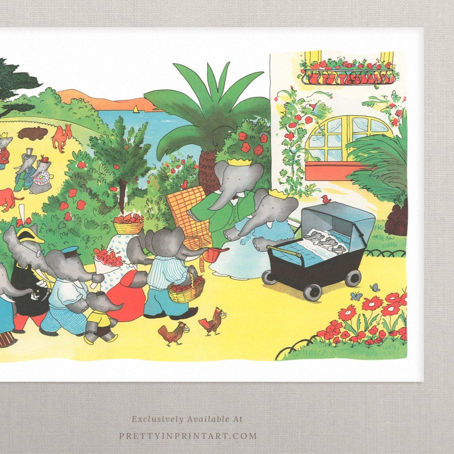 Babar Nursery Art - Babar the Elephant nursery wall art print, Vintage Babar nursery decor for baby’s room, Classic Babar prints for children’s bedrooms