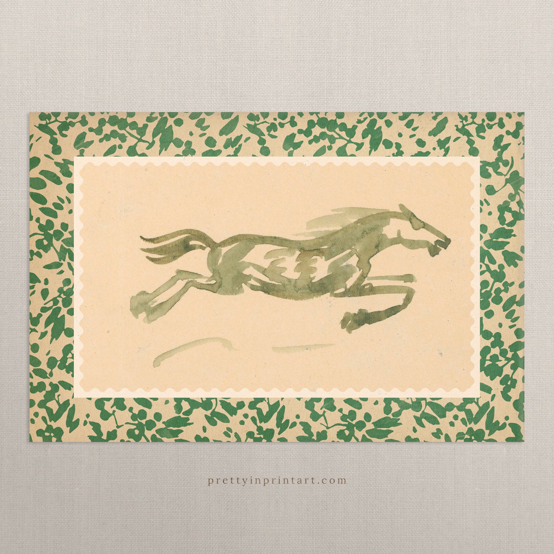 Horse Art, Light Green, 00635 |  Unframed