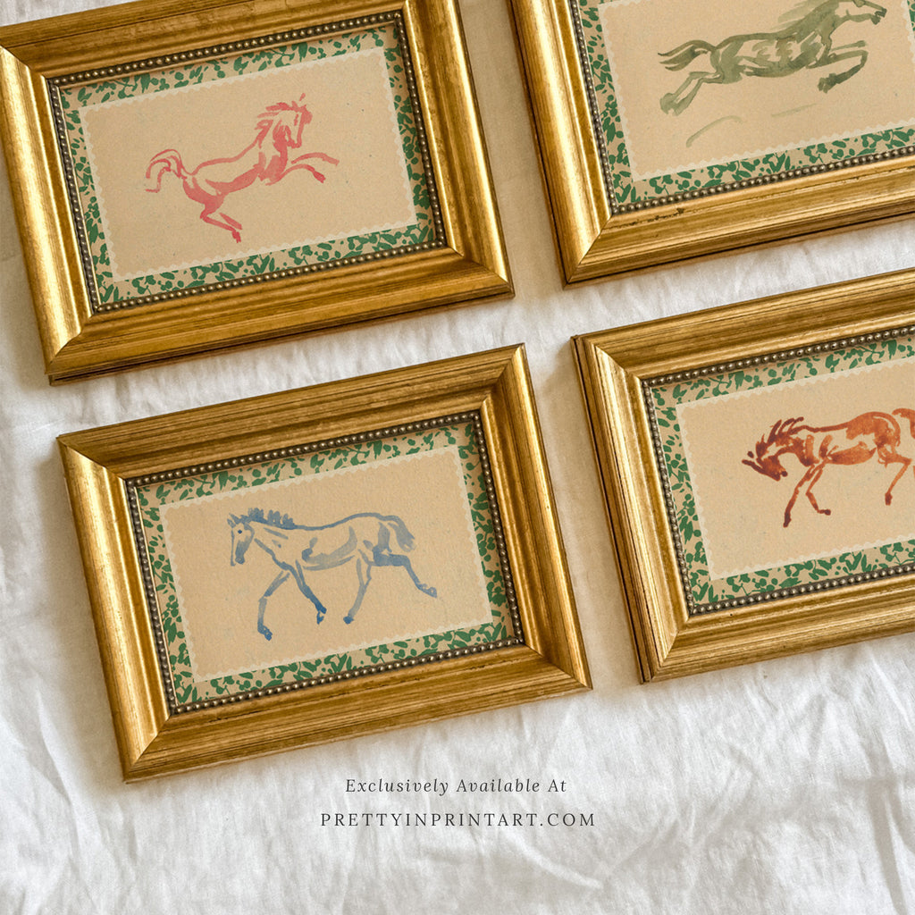 Horse Art all colours Gold Frame UK ONLY Pretty in Print