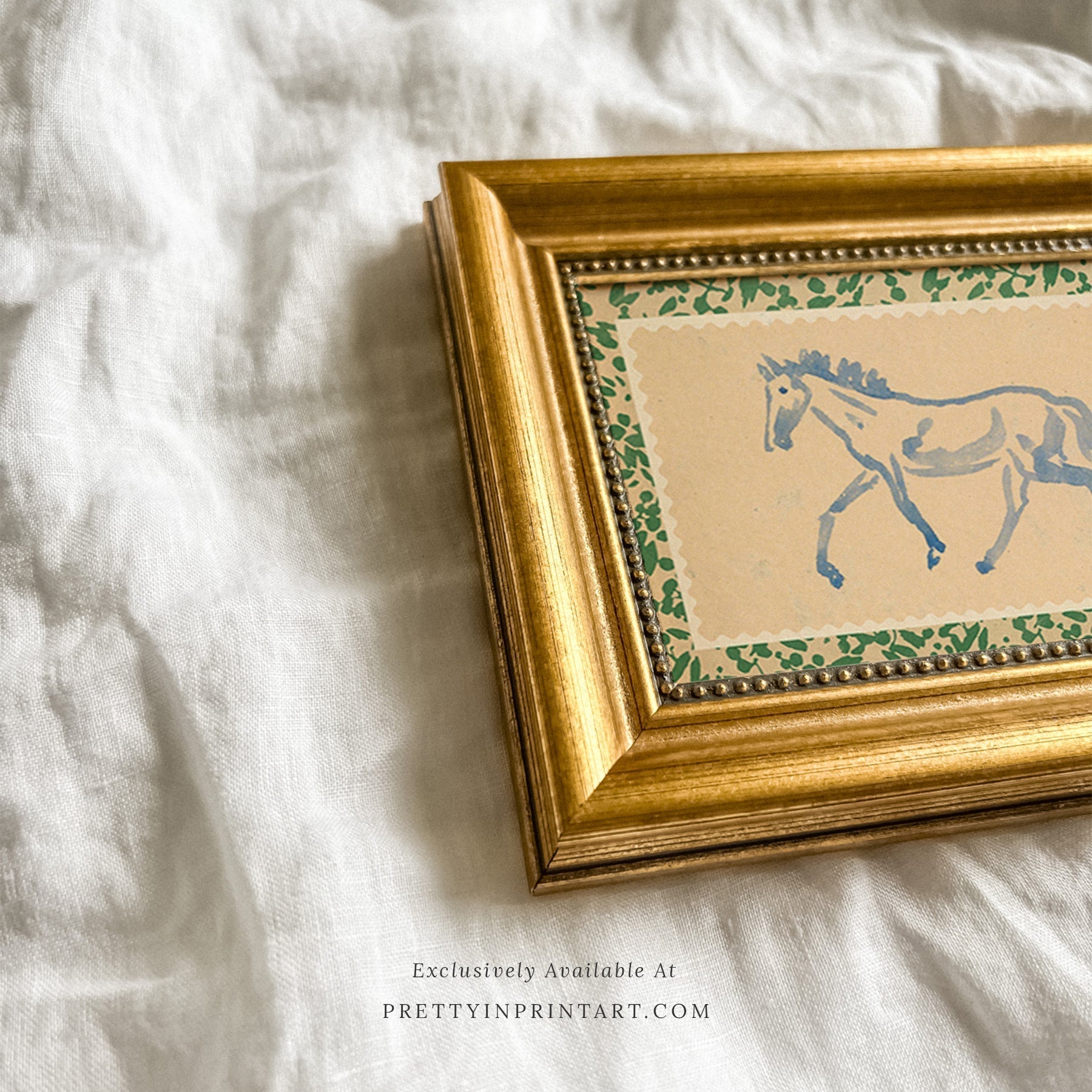 Framed Horse Nursery Art | Gold Frame (GLD-46000)