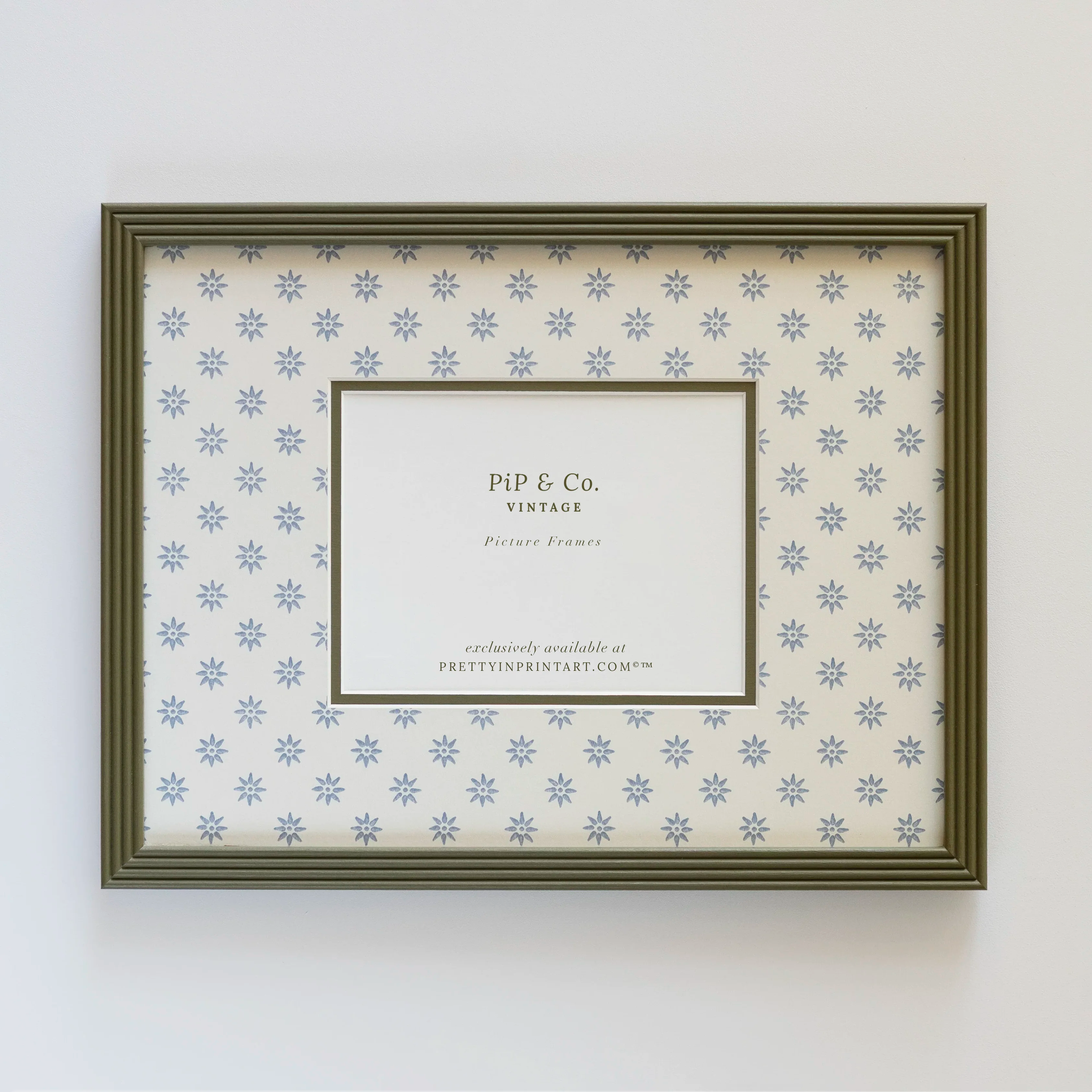Dark Green Hand Painted Frame | Wallpapered Mount (SW9+M18)