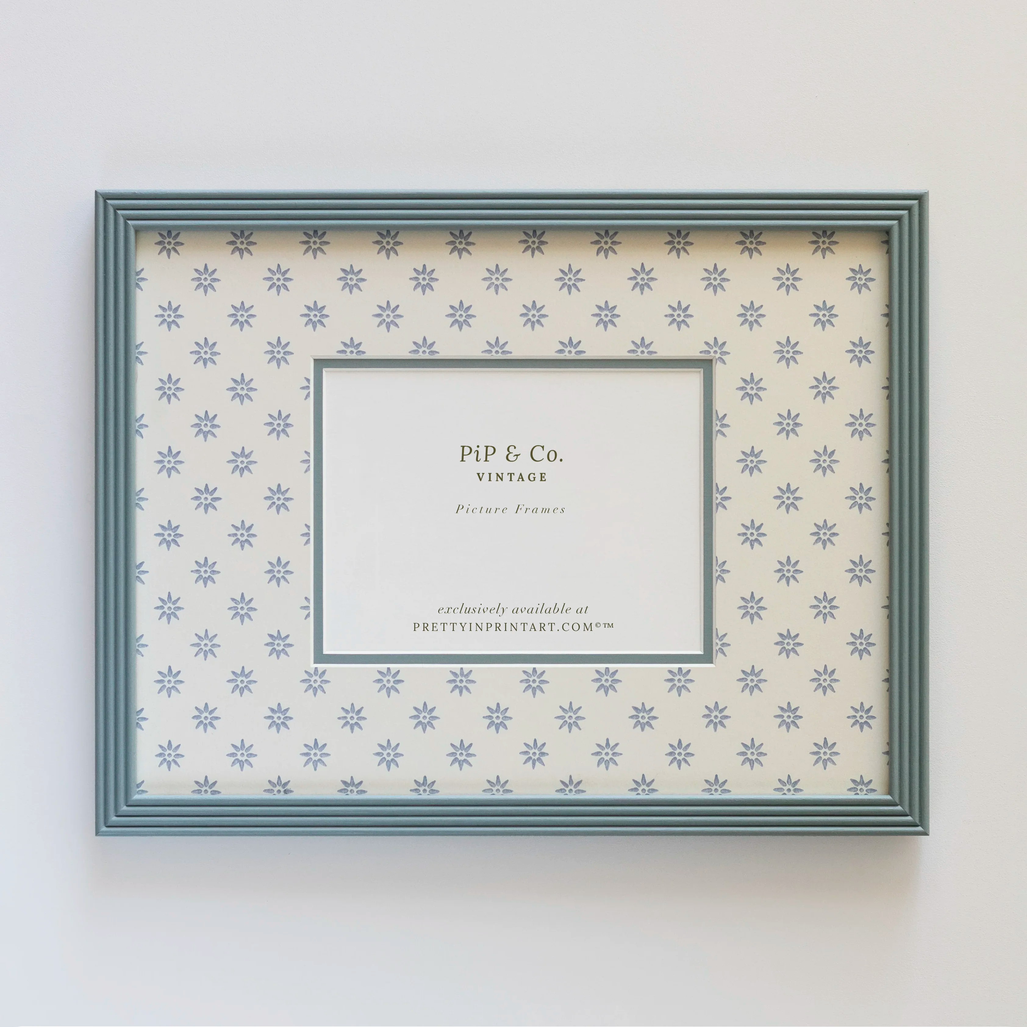 Blue Hand Painted Frame | Wallpapered Mount (SW9+M18)