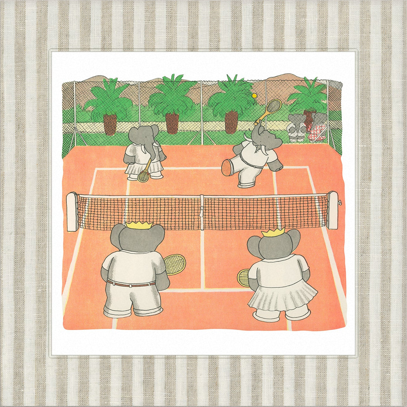 Babar Nursery Art Print; Tennis, Striped Square | Unframed
