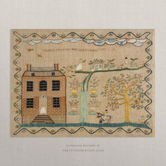 Vintage Embroidery Sampler Nursery Art Print – Printed Reproduction Wall Art for Girls Room, Unframed (001)