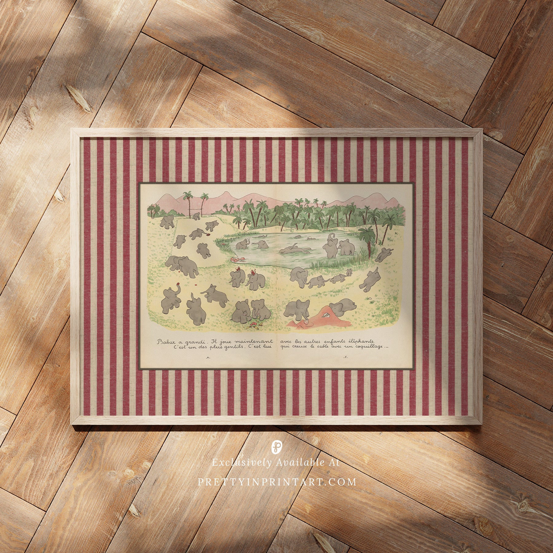 Babar Nursery Art - Babar the Elephant nursery wall art print, Vintage Babar nursery decor for baby’s room, Classic Babar prints for children’s bedrooms