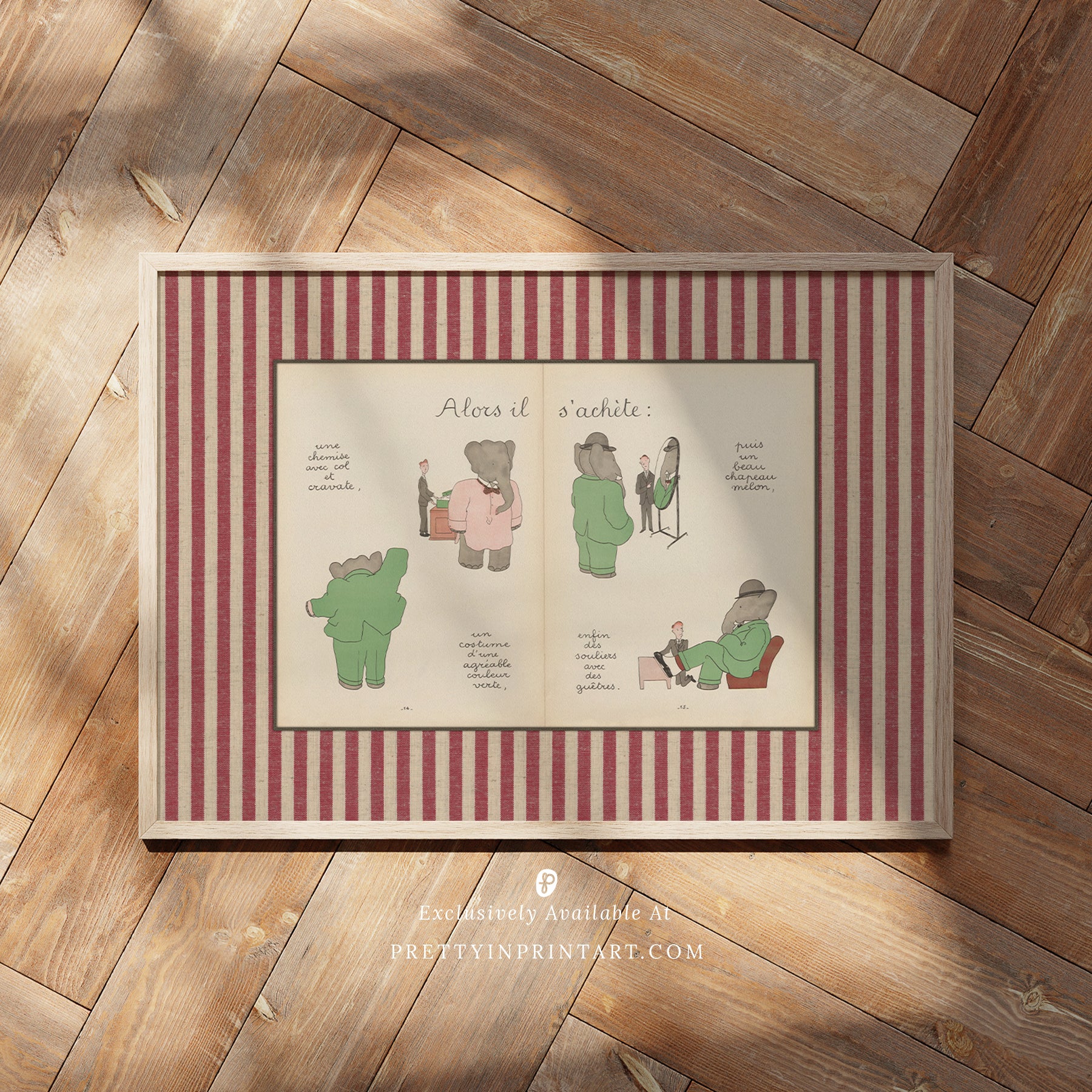 Babar Nursery Art - Babar the Elephant nursery wall art print, Vintage Babar nursery decor for baby’s room, Classic Babar prints for children’s bedrooms