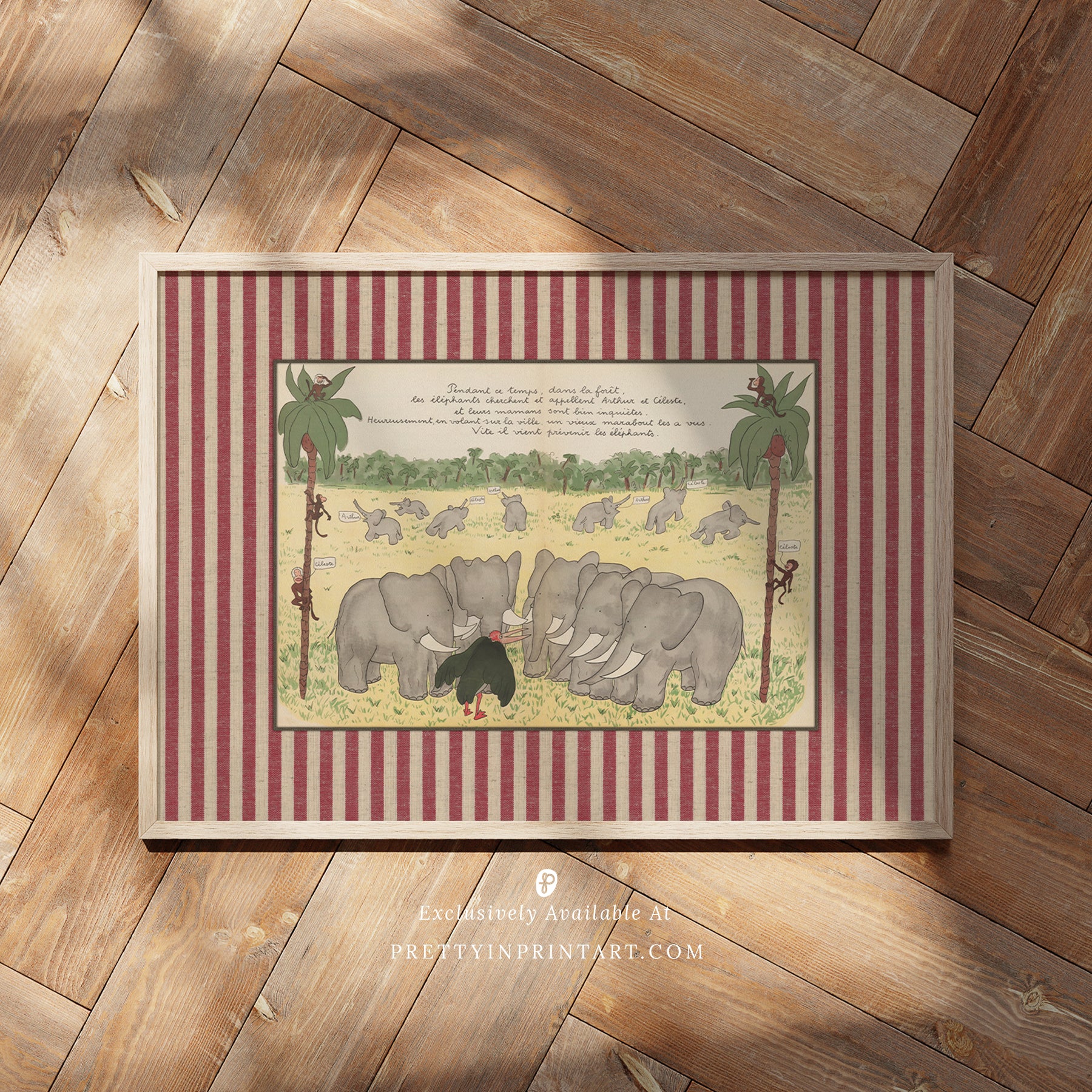 Babar Nursery Art - Babar the Elephant nursery wall art print, Vintage Babar nursery decor for baby’s room, Classic Babar prints for children’s bedrooms