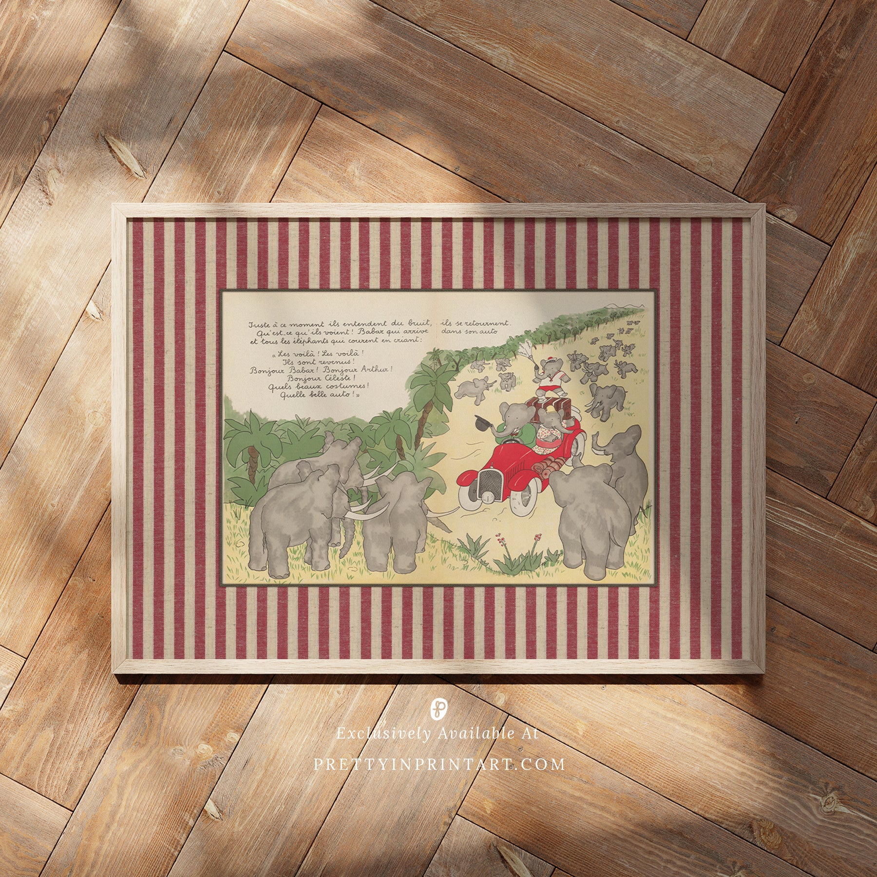 Babar Nursery Art - Babar the Elephant nursery wall art print, Vintage Babar nursery decor for baby’s room, Classic Babar prints for children’s bedrooms