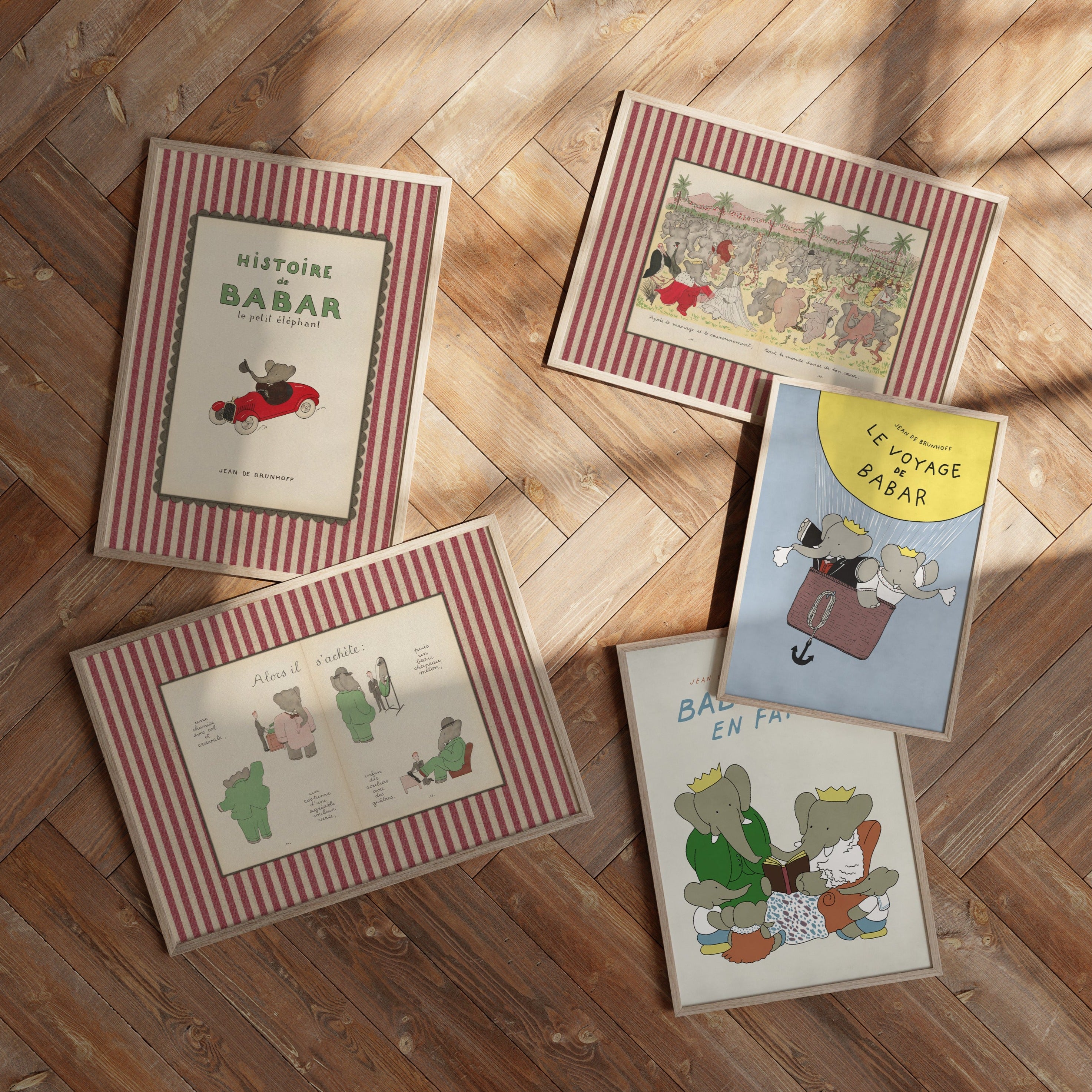 Babar Nursery Art - Babar the Elephant nursery wall art print, Vintage Babar nursery decor for baby’s room, Classic Babar prints for children’s bedrooms