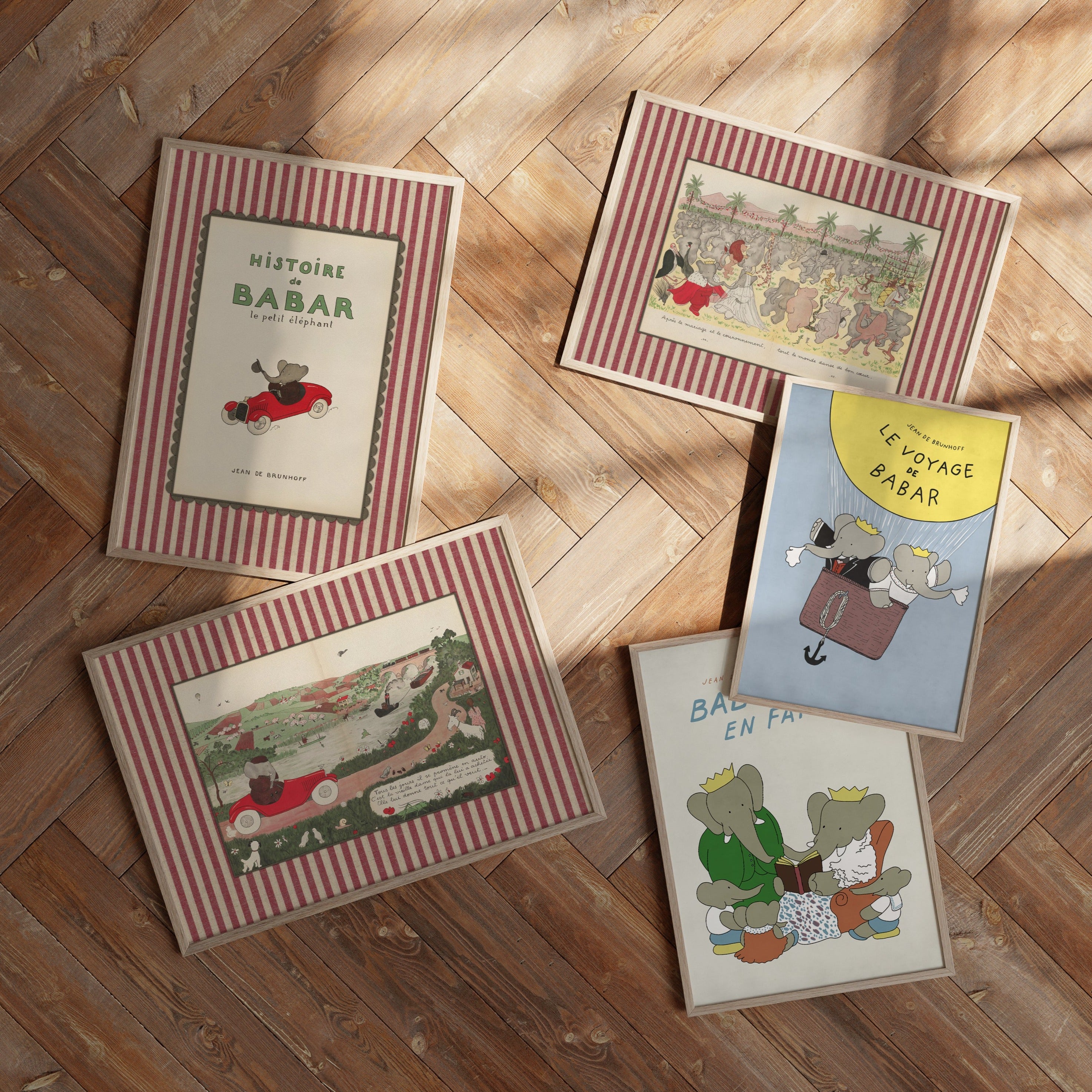 Babar Nursery Art - Babar the Elephant nursery wall art print, Vintage Babar nursery decor for baby’s room, Classic Babar prints for children’s bedrooms
