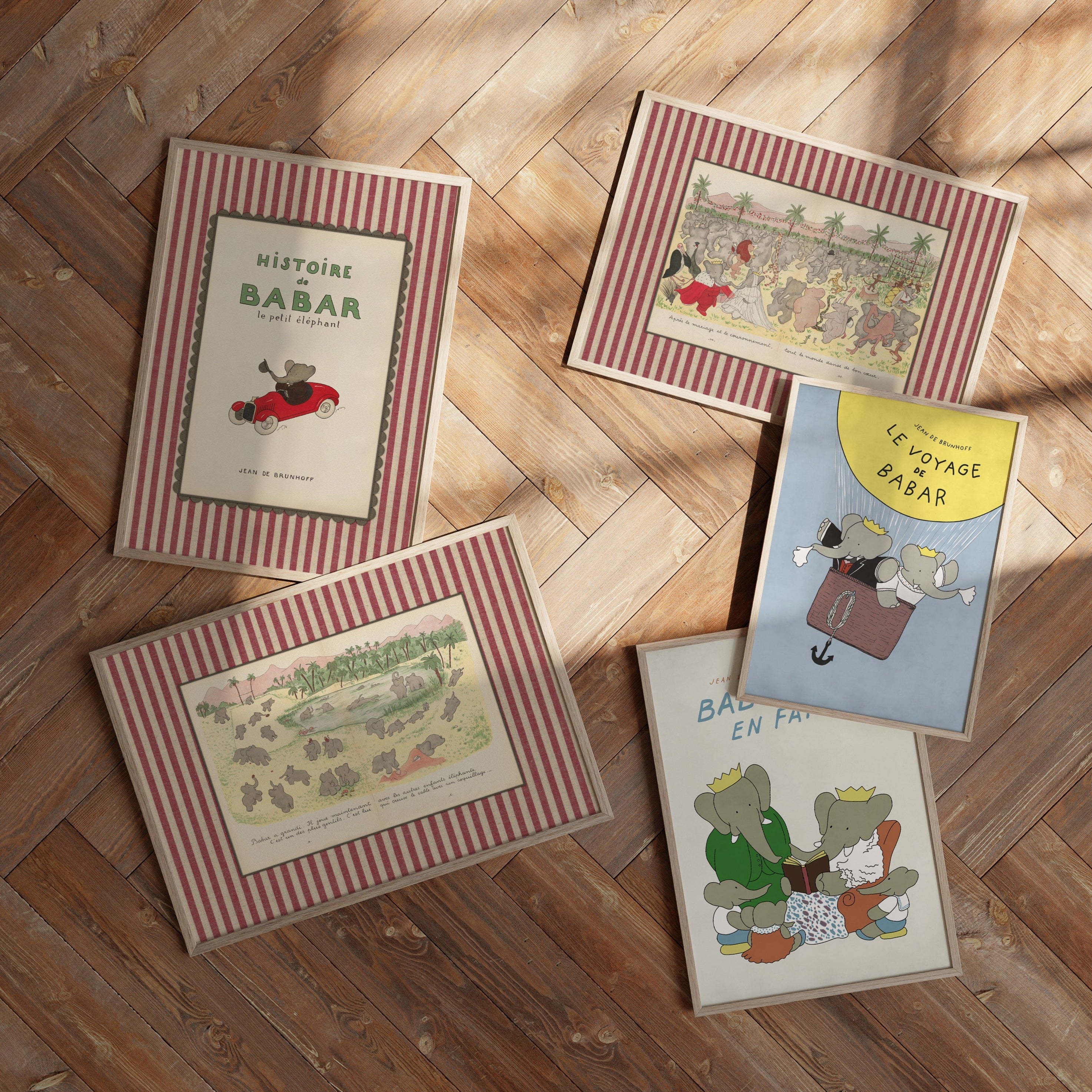 Babar Nursery Art - Babar the Elephant nursery wall art print, Vintage Babar nursery decor for baby’s room, Classic Babar prints for children’s bedrooms