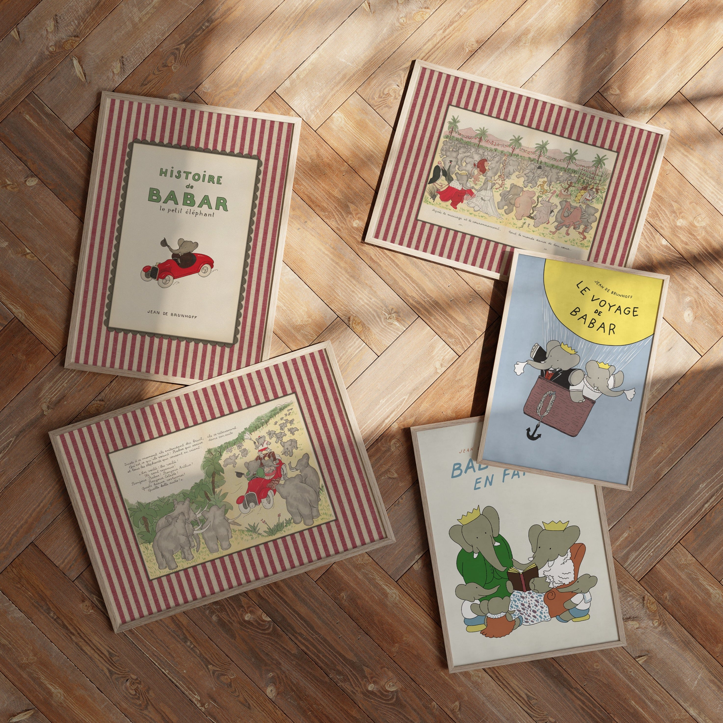 Babar Nursery Art - Babar the Elephant nursery wall art print, Vintage Babar nursery decor for baby’s room, Classic Babar prints for children’s bedrooms