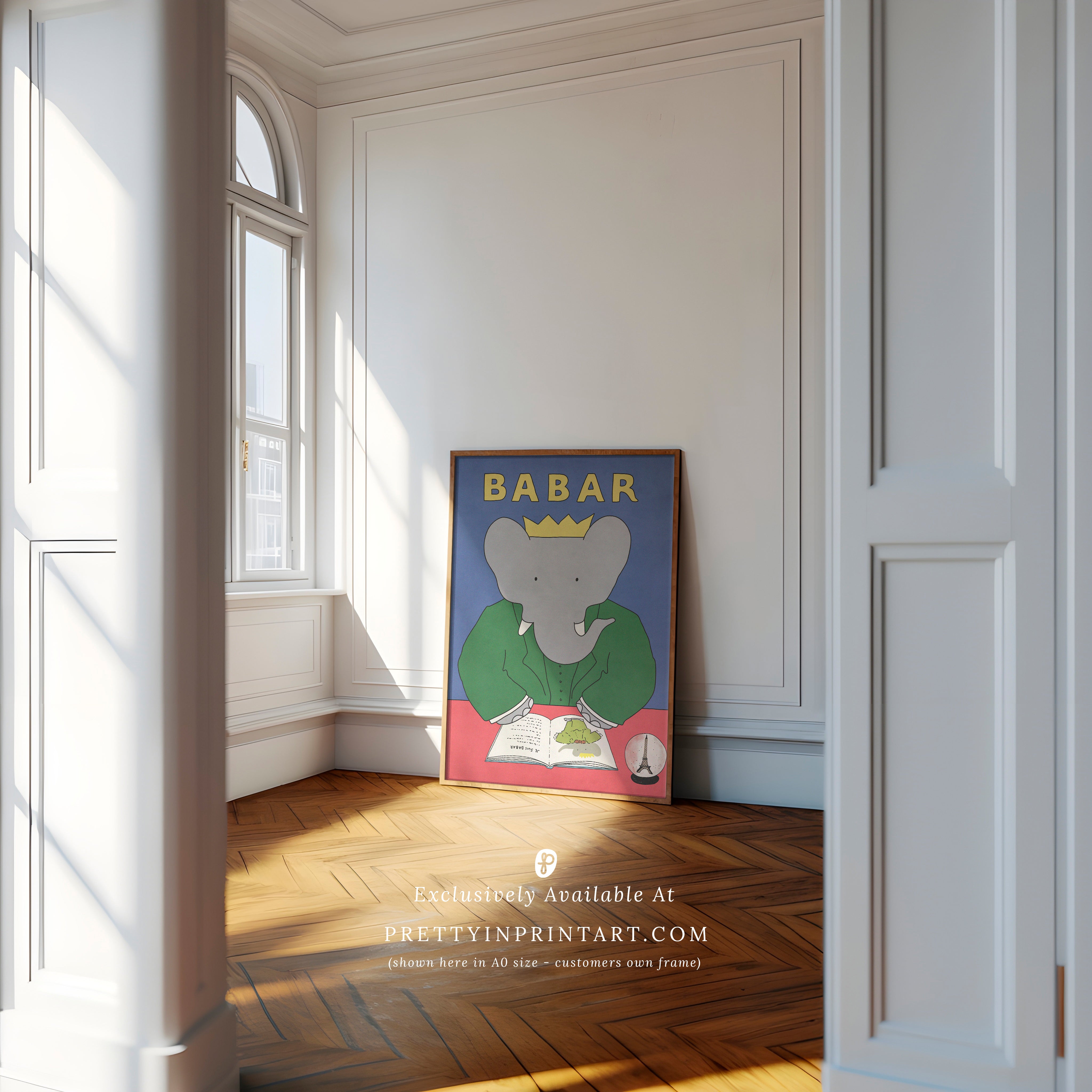 Babar Nursery Art - Babar the Elephant nursery wall art print, Vintage Babar nursery decor for baby’s room, Classic Babar prints for children’s bedrooms