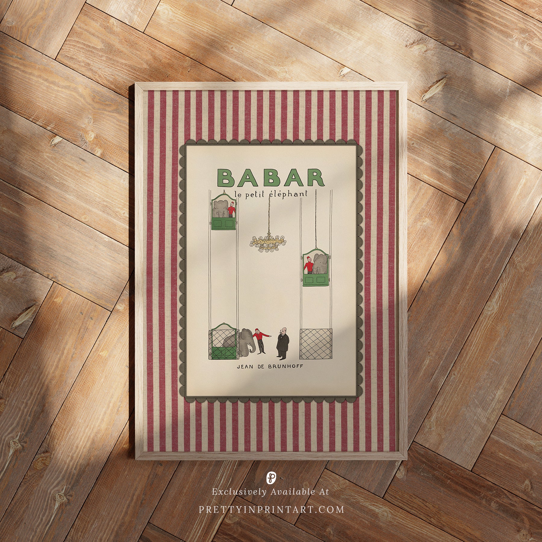 Babar Nursery Art - Babar the Elephant nursery wall art print, Vintage Babar nursery decor for baby’s room, Classic Babar prints for children’s bedrooms