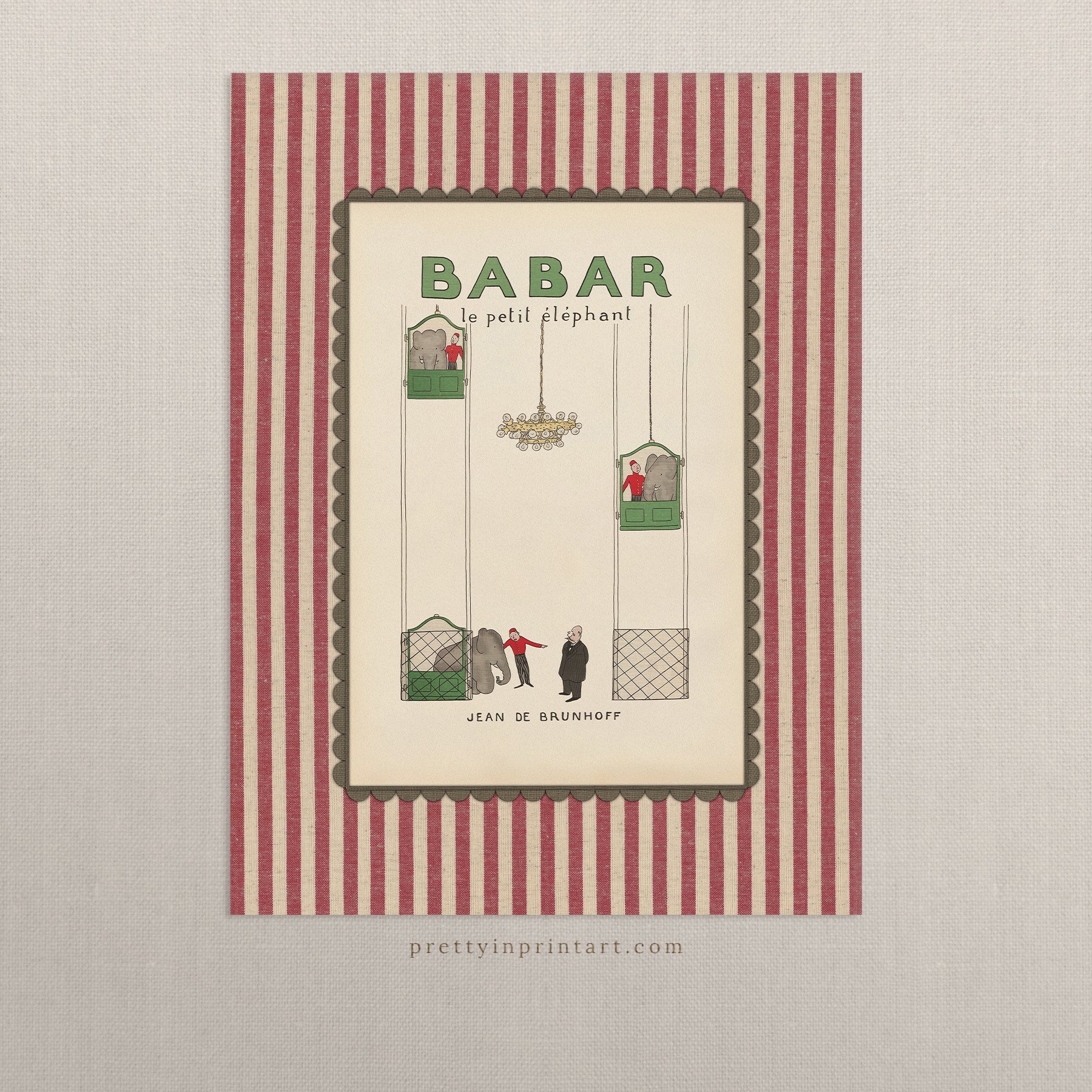 Babar Nursery Art - Babar the Elephant nursery wall art print, Vintage Babar nursery decor for baby’s room, Classic Babar prints for children’s bedrooms