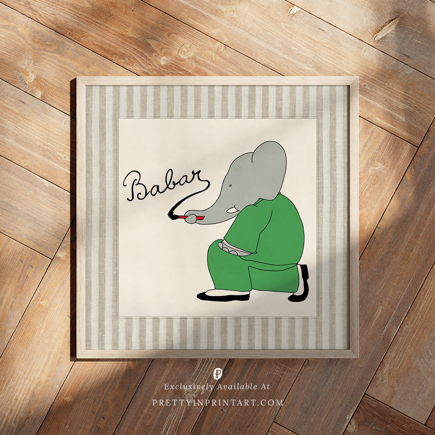 Babar Nursery Art - Babar the Elephant nursery wall art print, Vintage Babar nursery decor for baby’s room, Classic Babar prints for children’s bedrooms