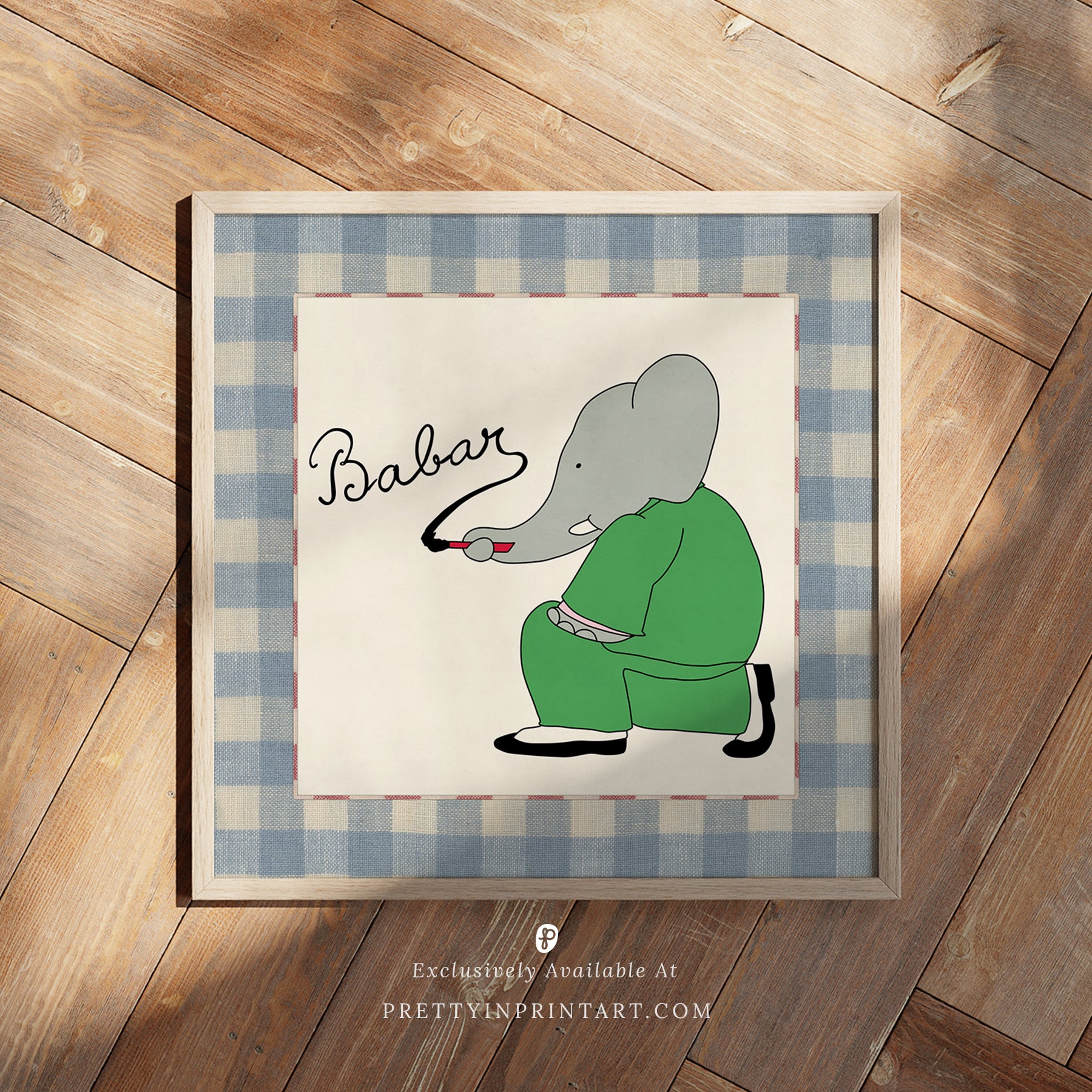 Babar Nursery Art - Babar the Elephant nursery wall art print, Vintage Babar nursery decor for baby’s room, Classic Babar prints for children’s bedrooms