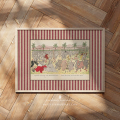 Babar the Elephant Nursery Art Print – Framed in Wood Frame with Printed Fabric-Look Border (006)