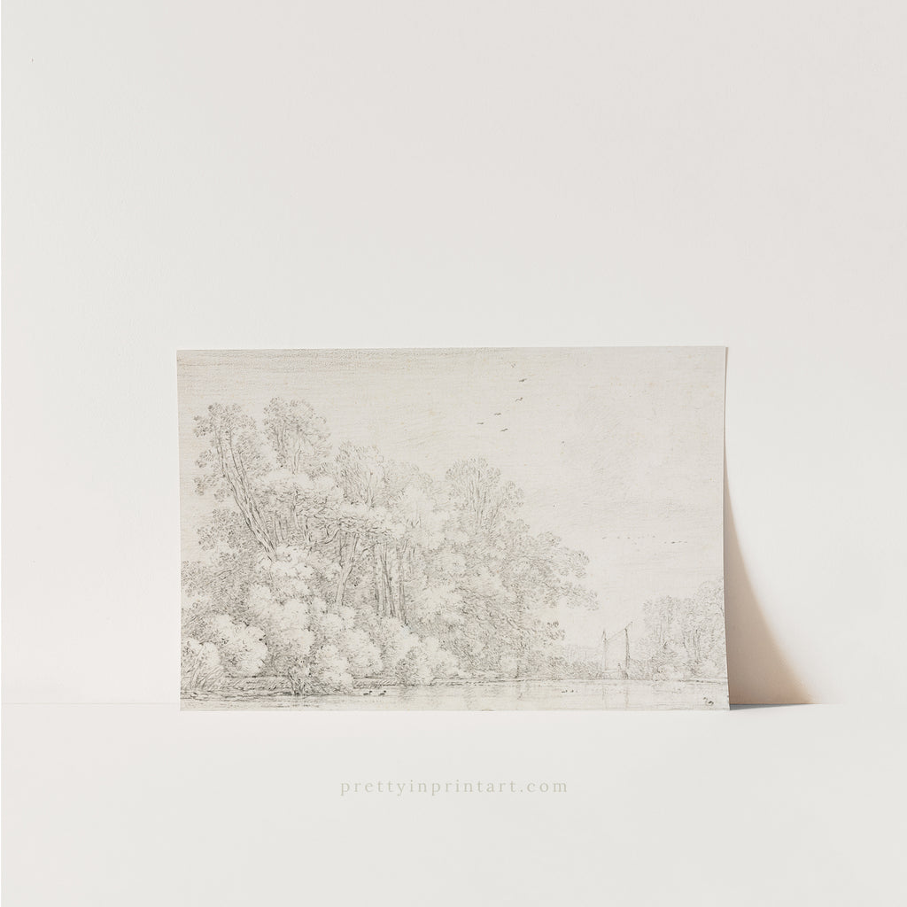 Pencil Sketch, Landscape 00730 Unframed Pretty in Print Art Ltd