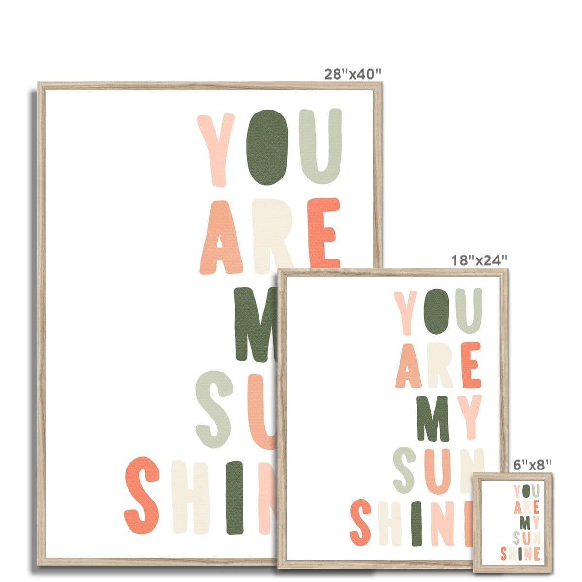 You Are My Sunshine - Blush & Green | Framed Print