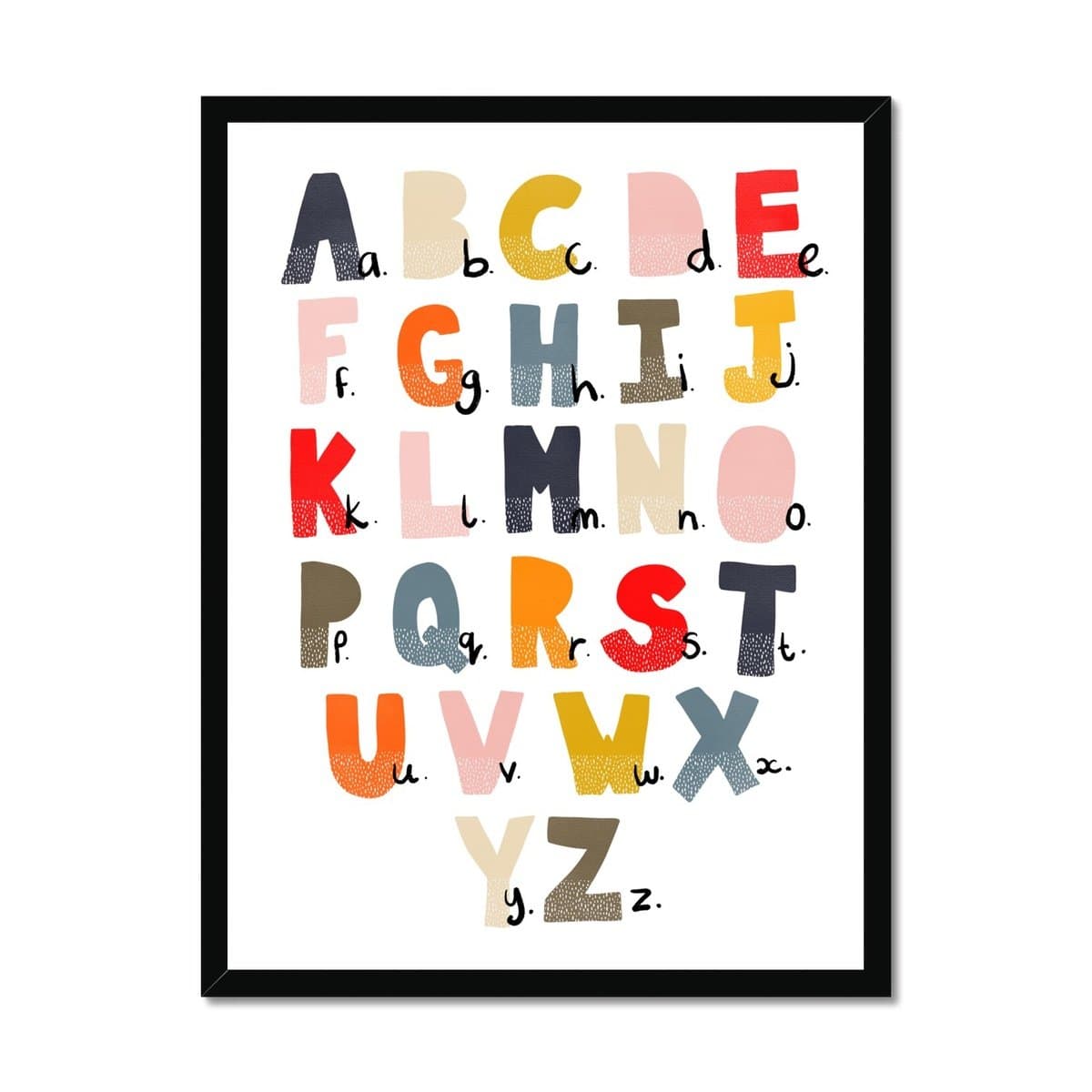 Alphabet Chart - Muted Rainbow | Framed Print