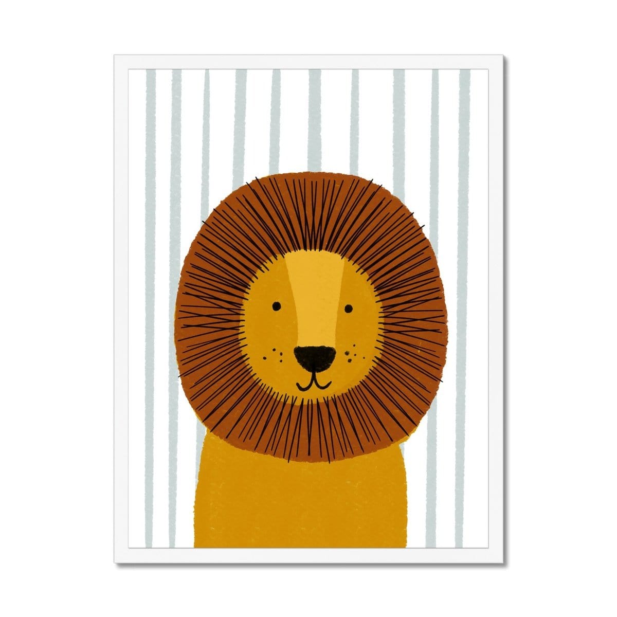 Lion - Blue Stripe | Framed Print