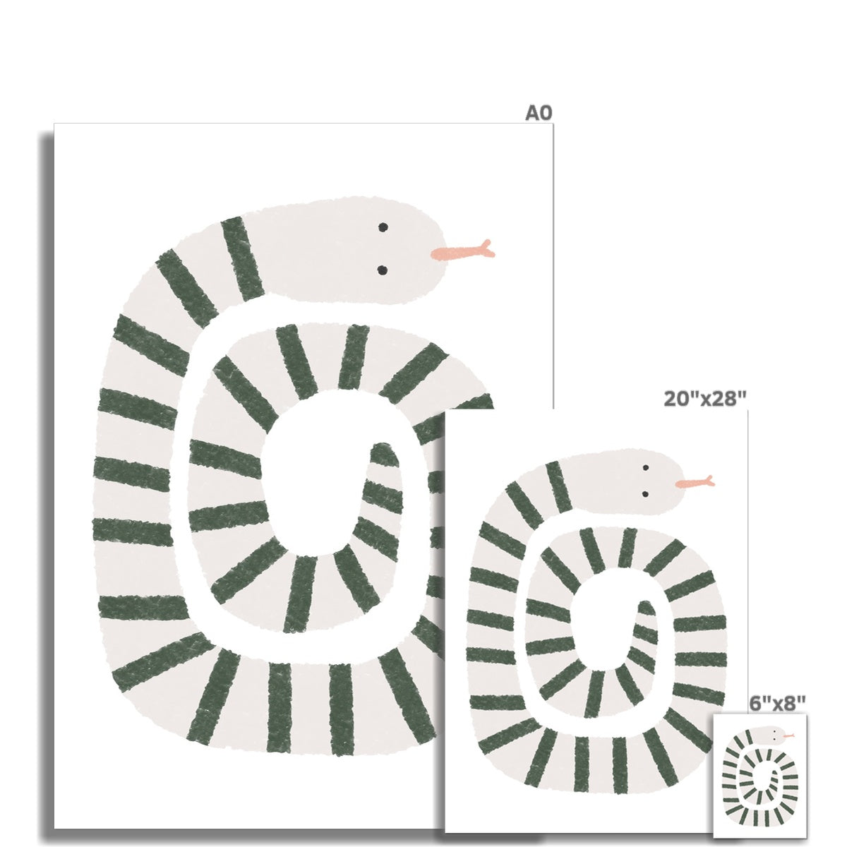 Snake Print - Grey, Green | Unframed