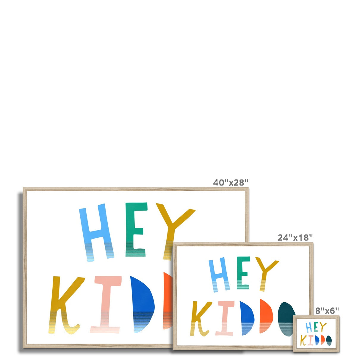 Hey Kiddo - Brights (Landscape) | Framed Print