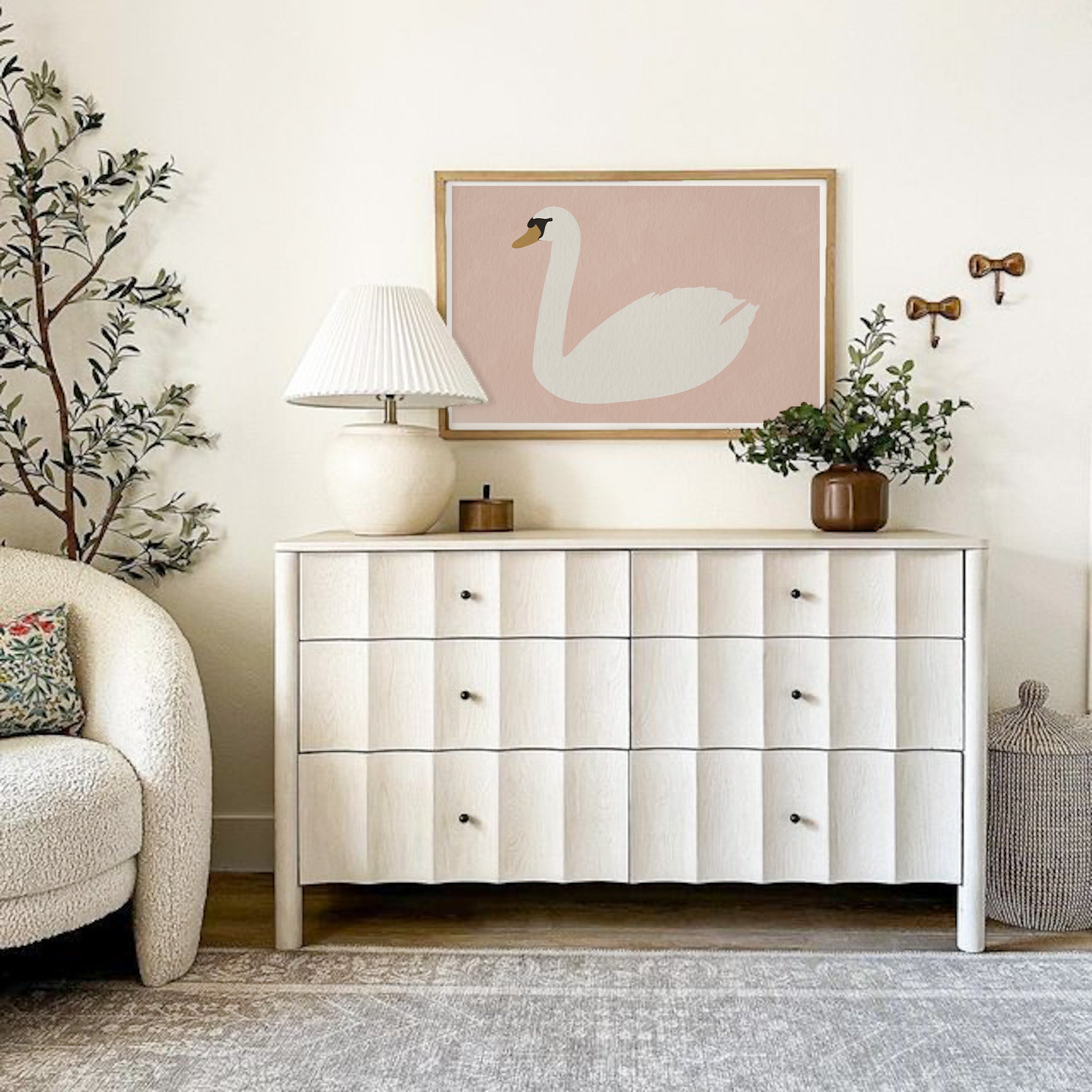 Swan Art - Calamine Pink | Framed Print