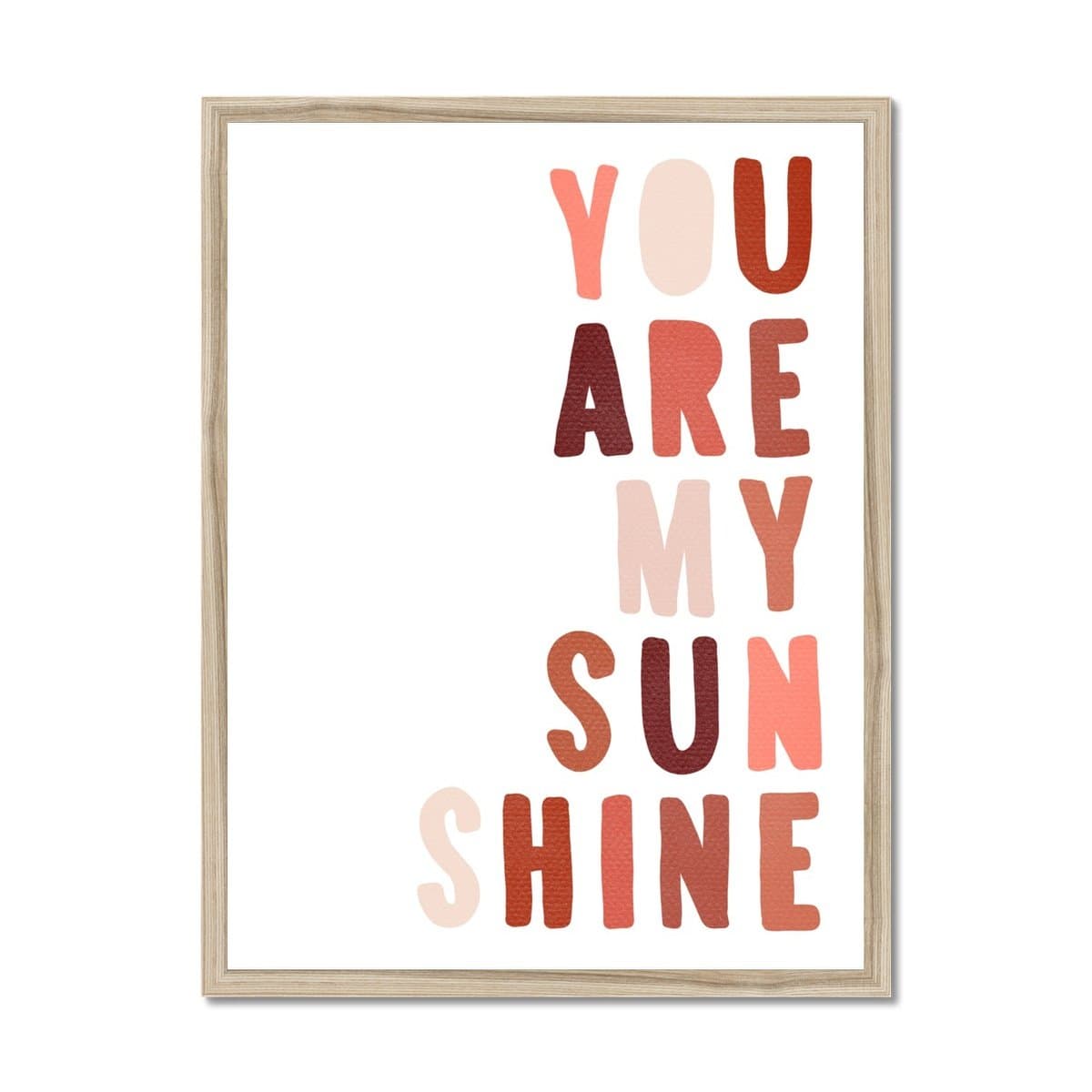 You Are My Sunshine - Red & Pink | Framed Print