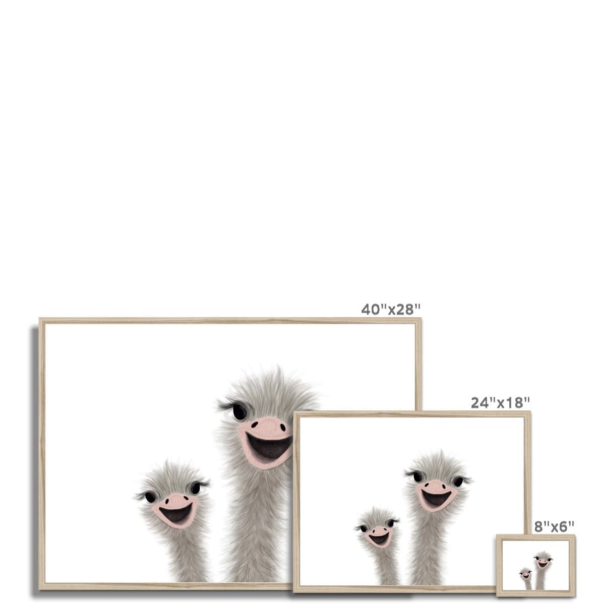 Ostrich - Funny Animal Art (landscape) | Framed Print