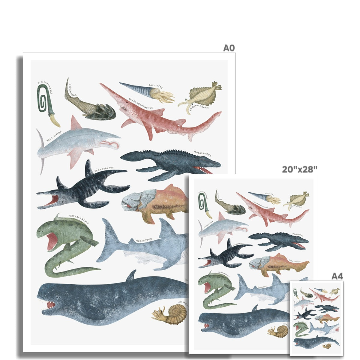 Prehistoric Ocean Chart | Unframed