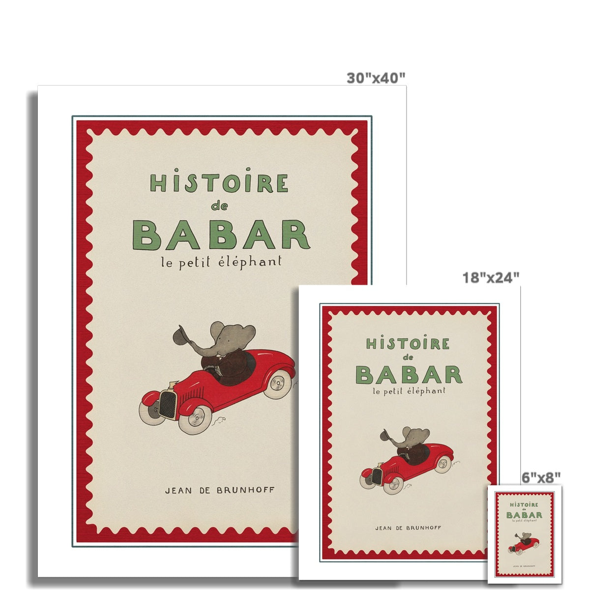 Babar Nursery Art - Babar the Elephant nursery wall art print, Vintage Babar nursery decor for baby’s room, Classic Babar prints for children’s bedrooms