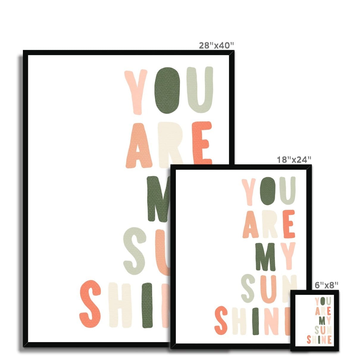 You Are My Sunshine - Blush & Green | Framed Print