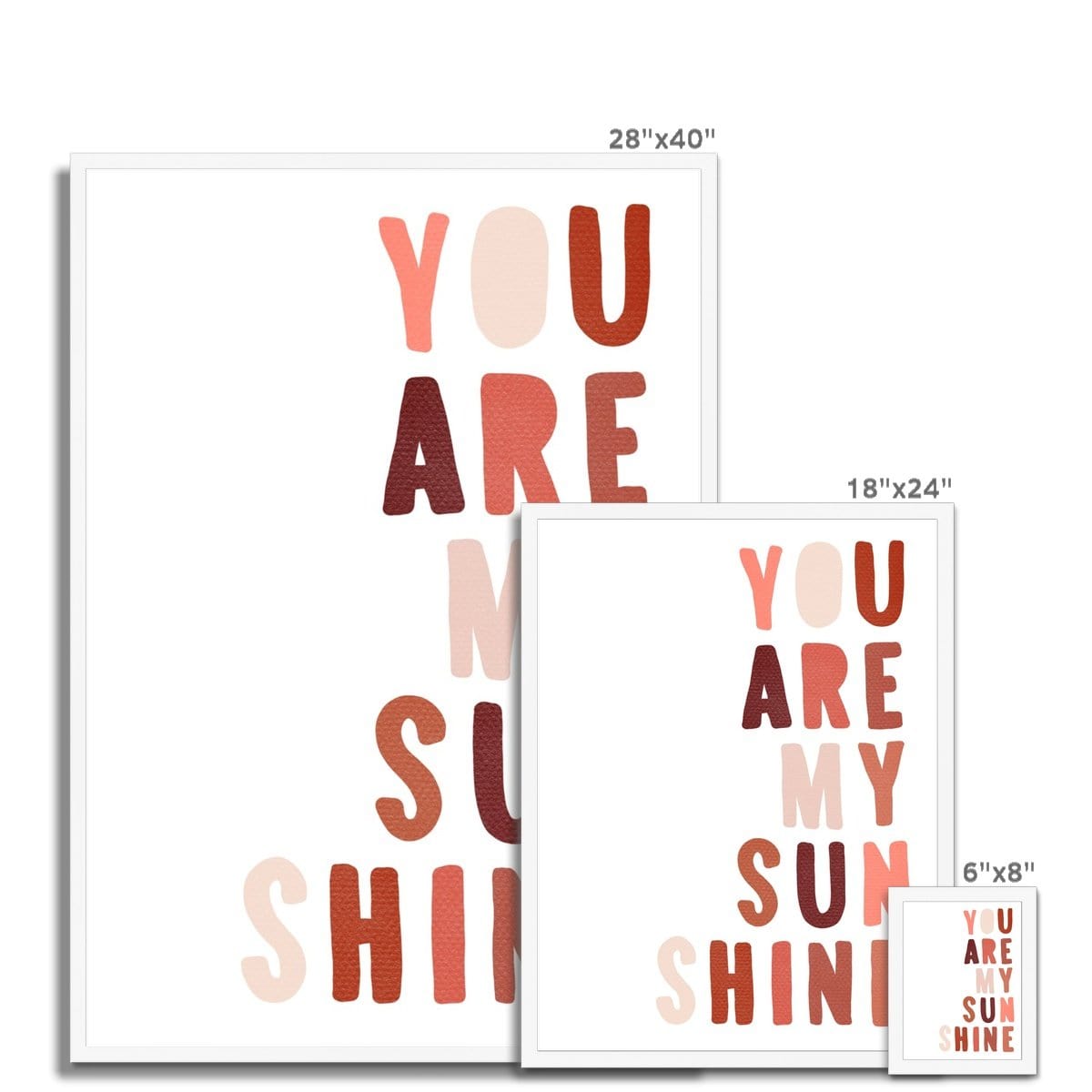 You Are My Sunshine - Red & Pink | Framed Print